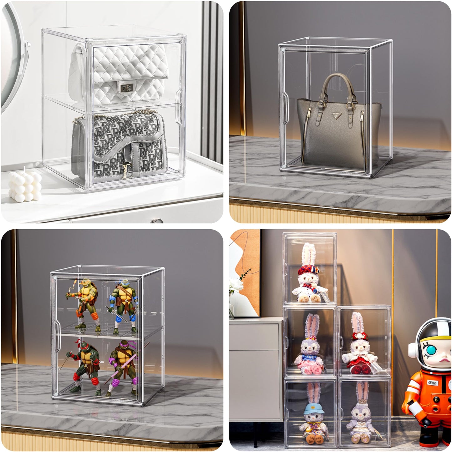 Dasellfa Display Case, Plexiglass Box, Acrylic Display Case, Collector's Display Case with Door, for Mini Figures, Small Figures, Action Figures, Toy, Model Cars, Collectible Figures (30 x 25 x 40 cm)