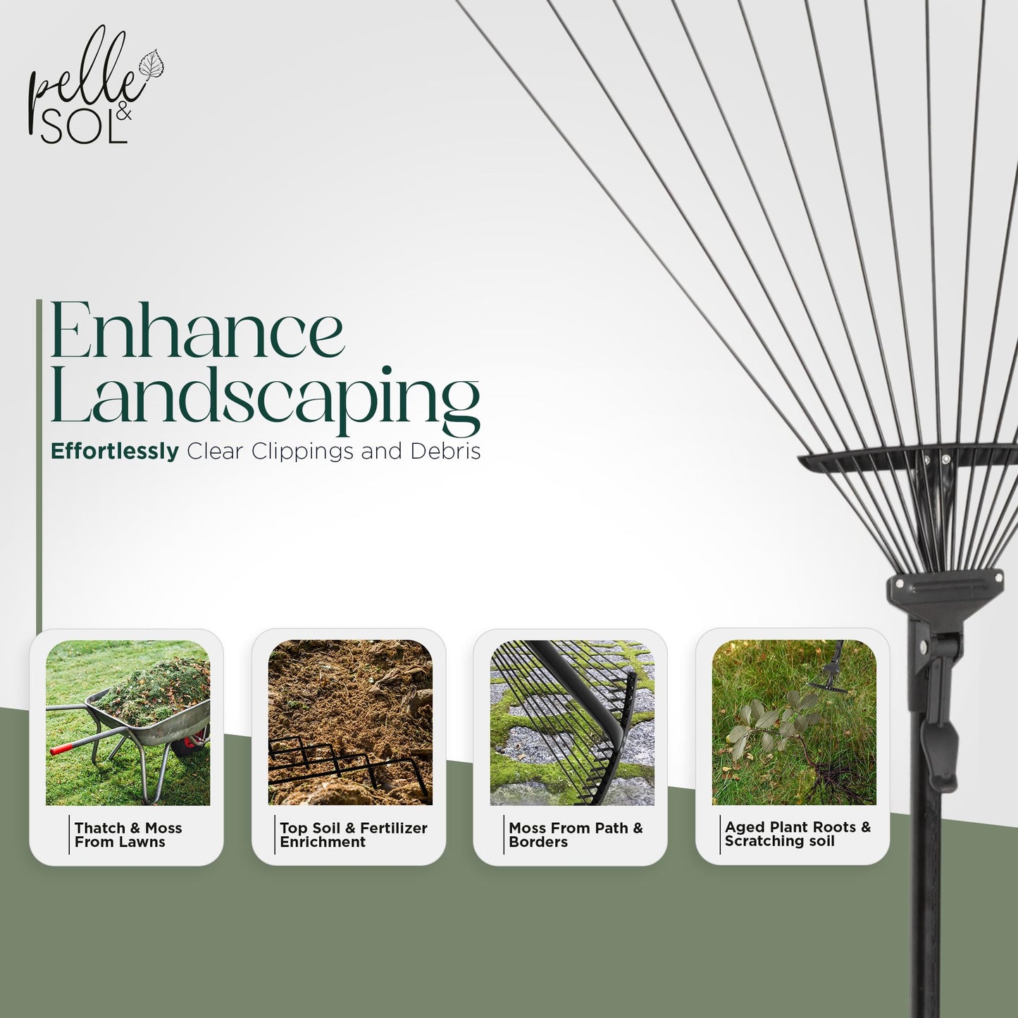 - Pelle & Sol Garden Rake | Rake for Gardening | 38-63 inch Adjustable Soil Rake Artificial Grass Rake | Black -