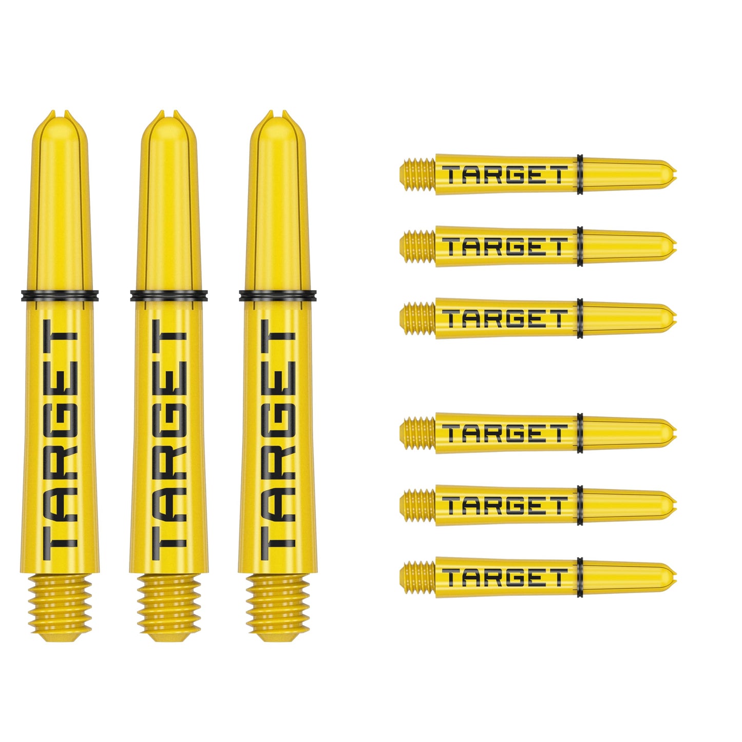 - TARGET Darts Pro Grip Tag Shaft (9 Pack) | Multipack Shafts | Dart Shaft Set | Black & Yellow, Short Length -