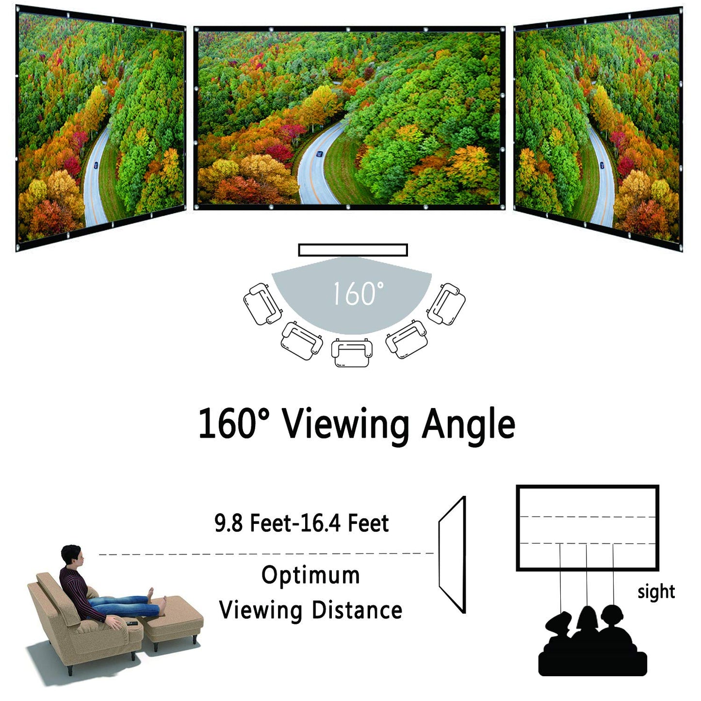 - OWill 100 inch Projector Screen | 16:9 HD Foldable for Home Theater -