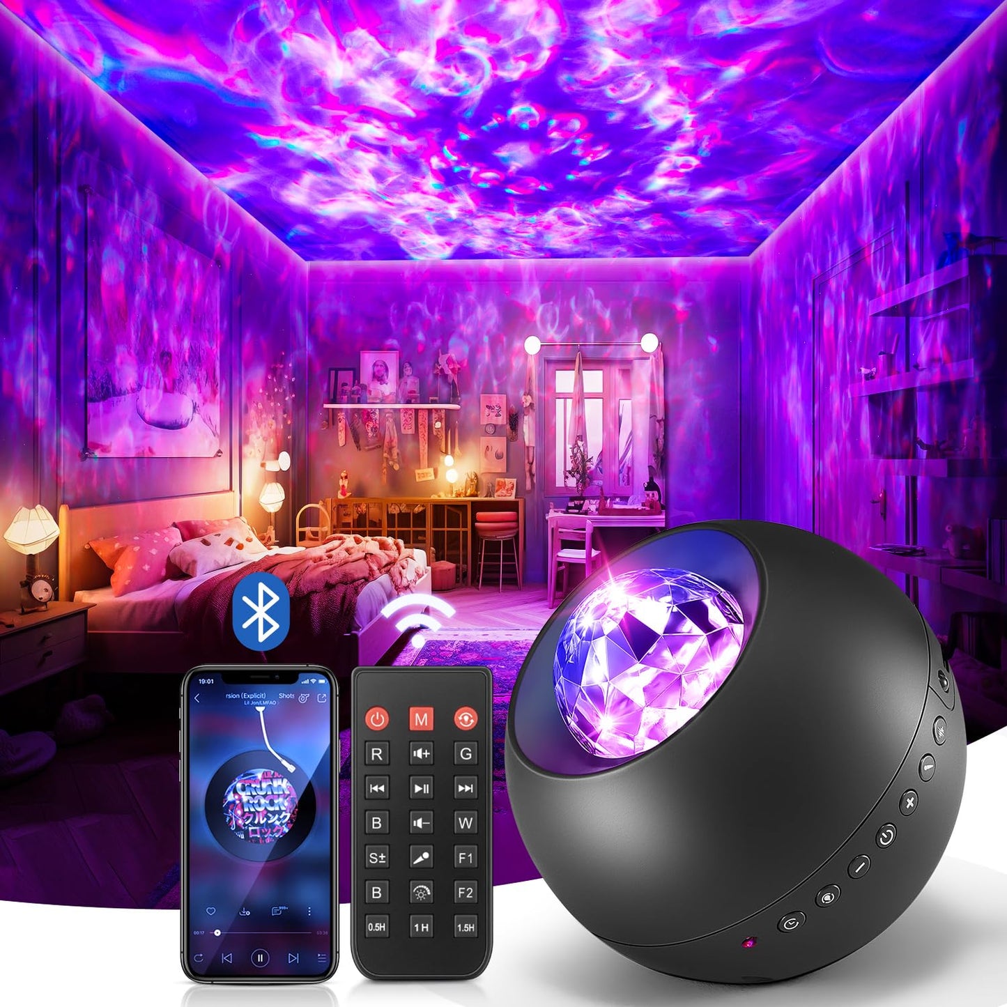 - Galaxy Projector 20 Lighting Modes Star Projector | HiFi Bluetooth Speaker Galaxy Projector Light | 15White Noise Sensory Lights | Remote & Timer Galaxy Light Projector -