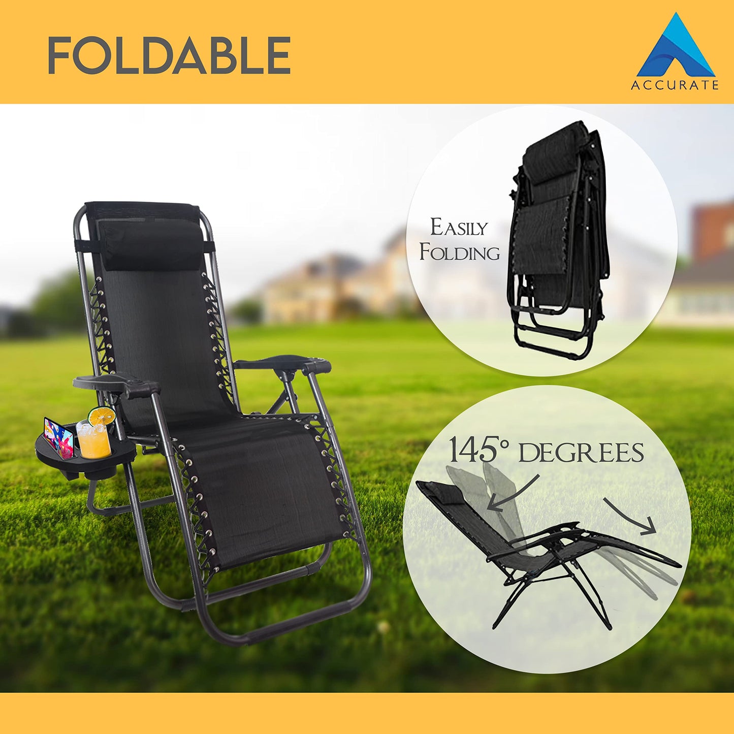 1ABOVE 1 PK Folding Reclining Chair | Heavy Duty Textoline Zero Gravity Chair | Garden Outdoor Patio Sun Lounger