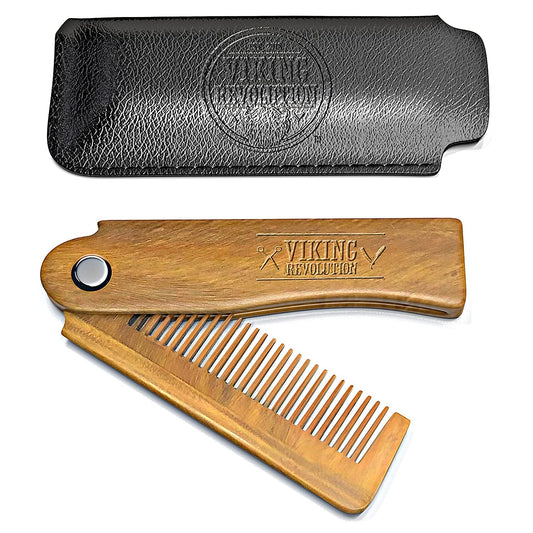 - Folding Beard Comb For Men | All Natural Wooden Beard Comb w/Gift Box -