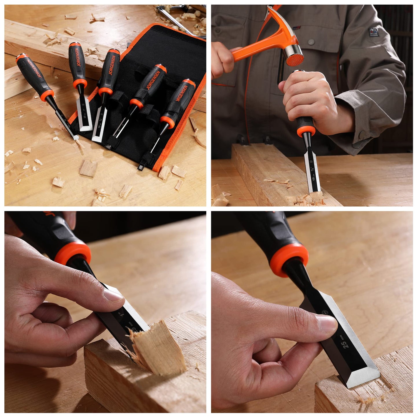 - Jorgensen Wood Chisel Set | 5 Pieces Wood Chisels (6mm, 10mm, 12mm, 19mm, 25mm) -