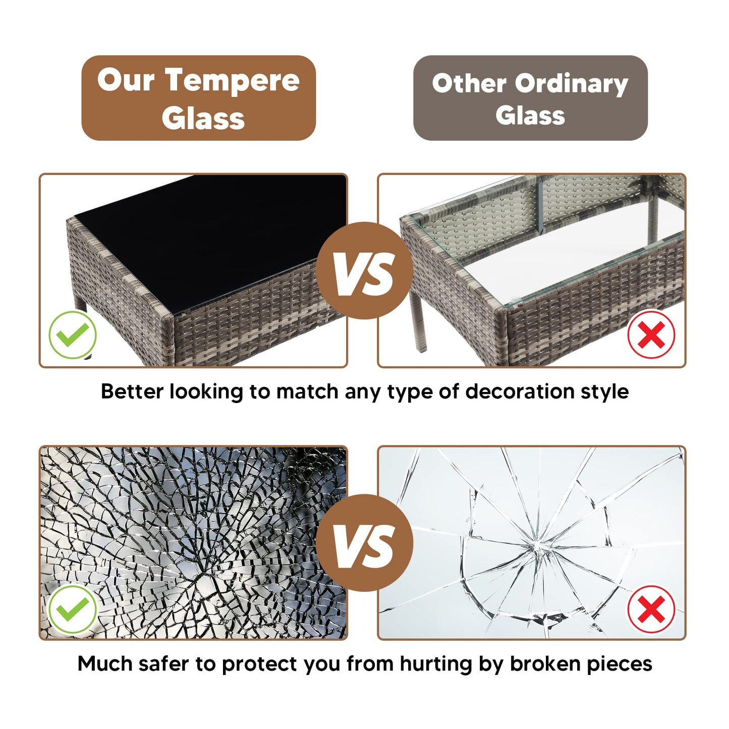 - TMEE Rattan Garden Outdoor Furniture Set | 4 Seaters Patio Conversation -