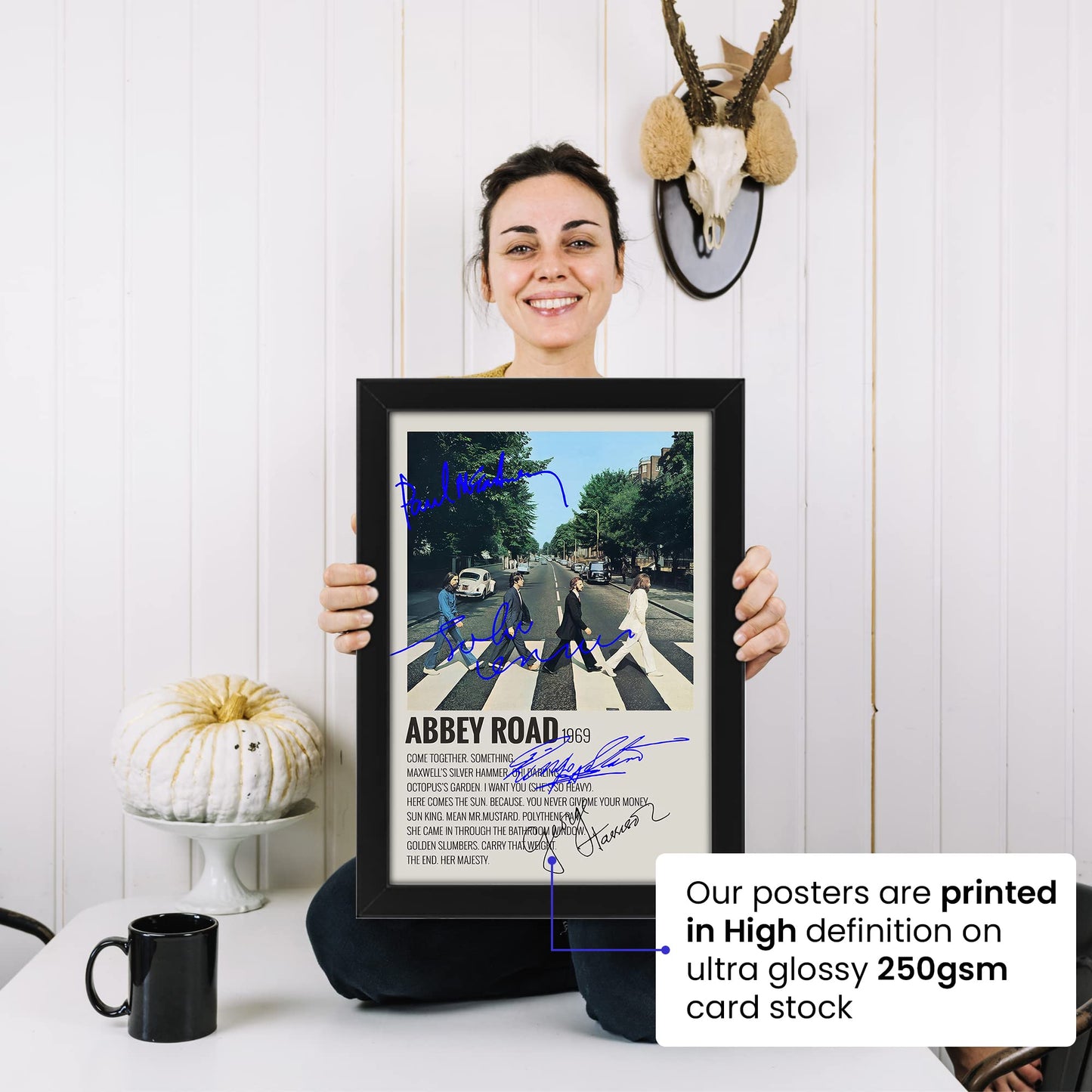 Beatles Abbey Road Poster Autographed Album Cover Signed Poster - Wall Art Print Display, Fan Merchandise Gift, Decor for Studio, Office, Home (Unframed, A4 (12x8" - 30x21cm))