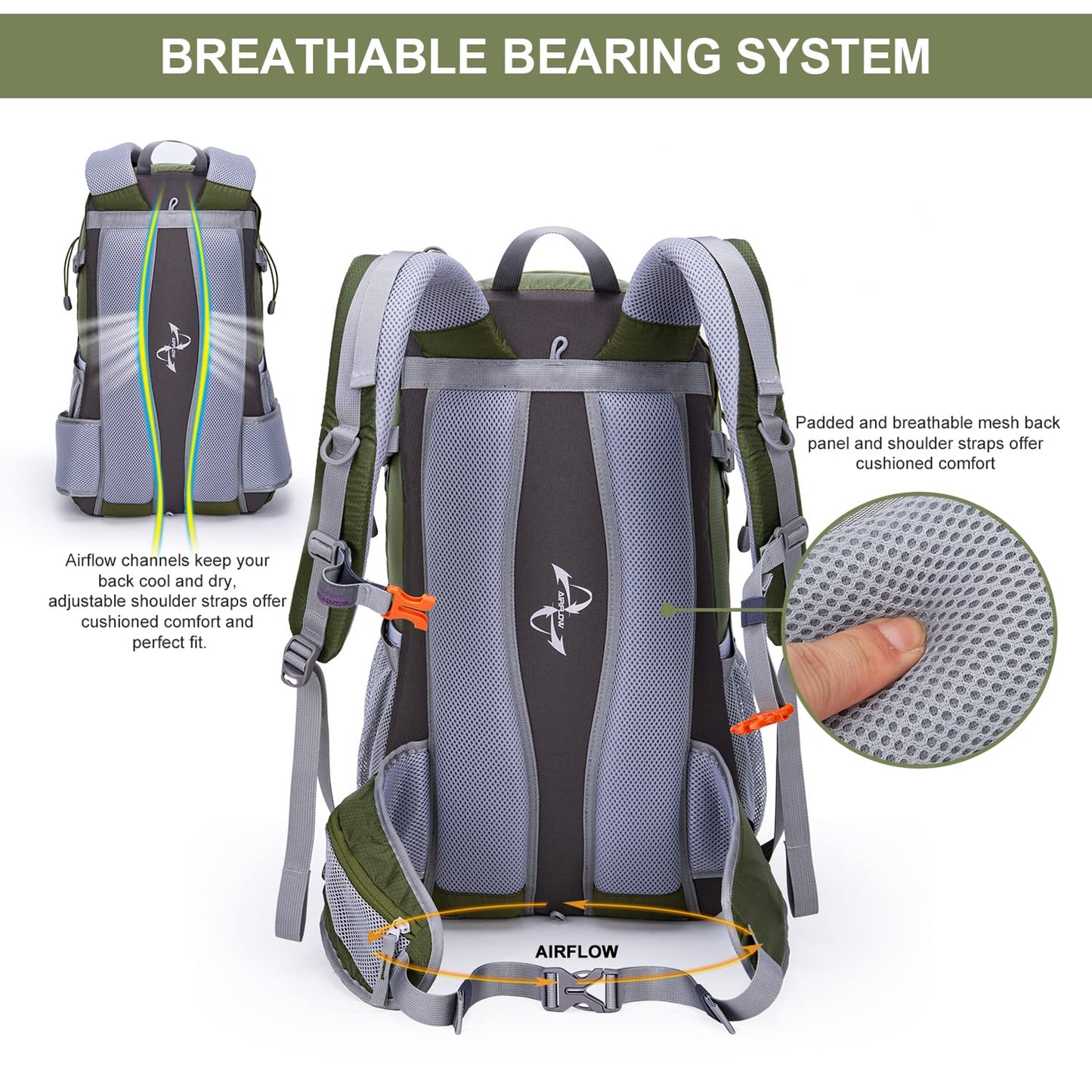 - MOUNTAINTOP Hiking Backpack | 40L |Water Resistent Trekking Rucksack for Men -