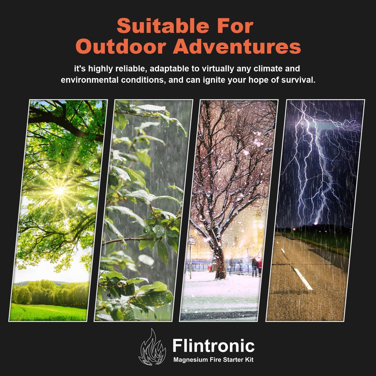 - Flintronic Survival Fire Steel | Flint Striker Steel Fire Starter Kit -