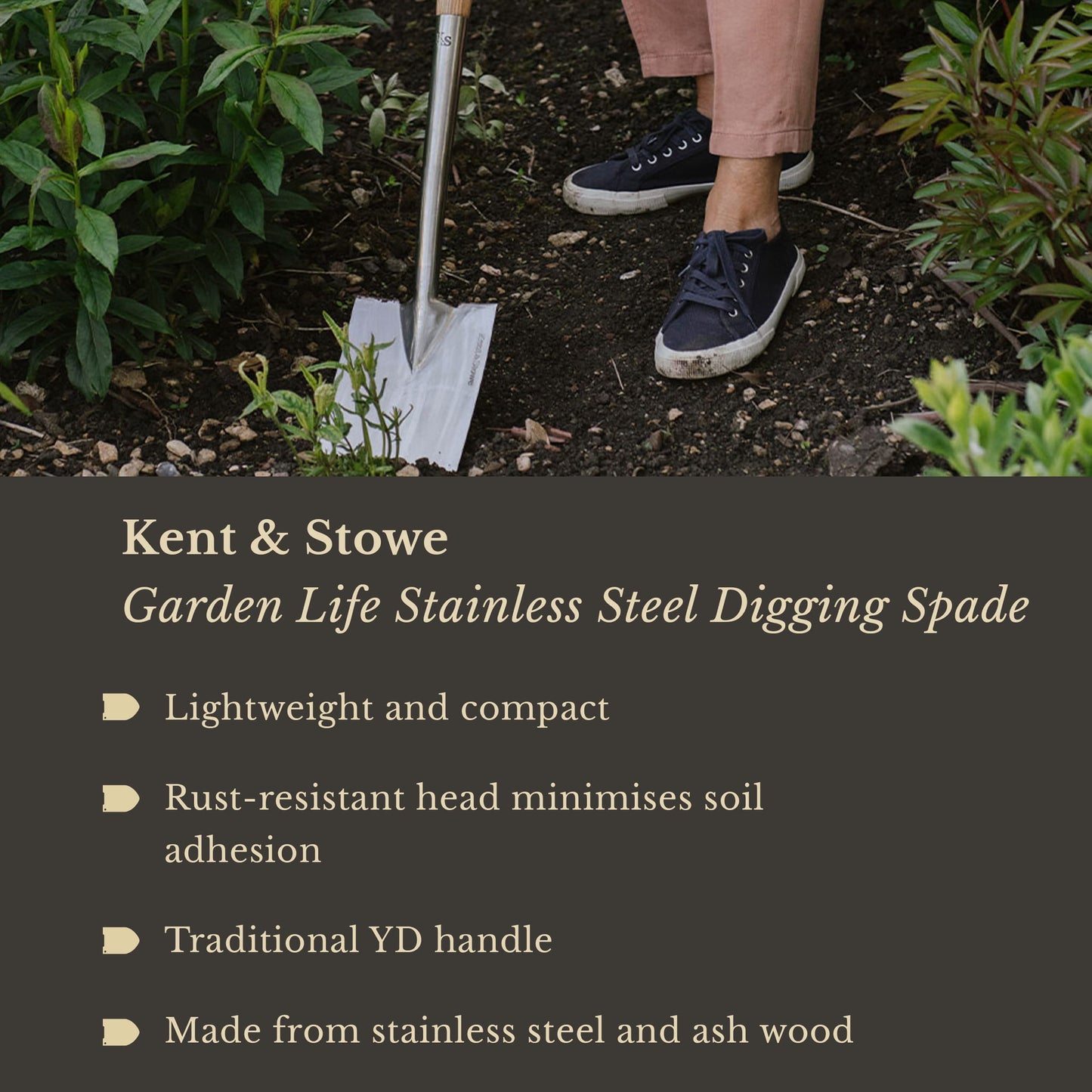 - Kent & Stowe Garden Life Stainless Steel Digging Spade | Light and Compact Traditionally -