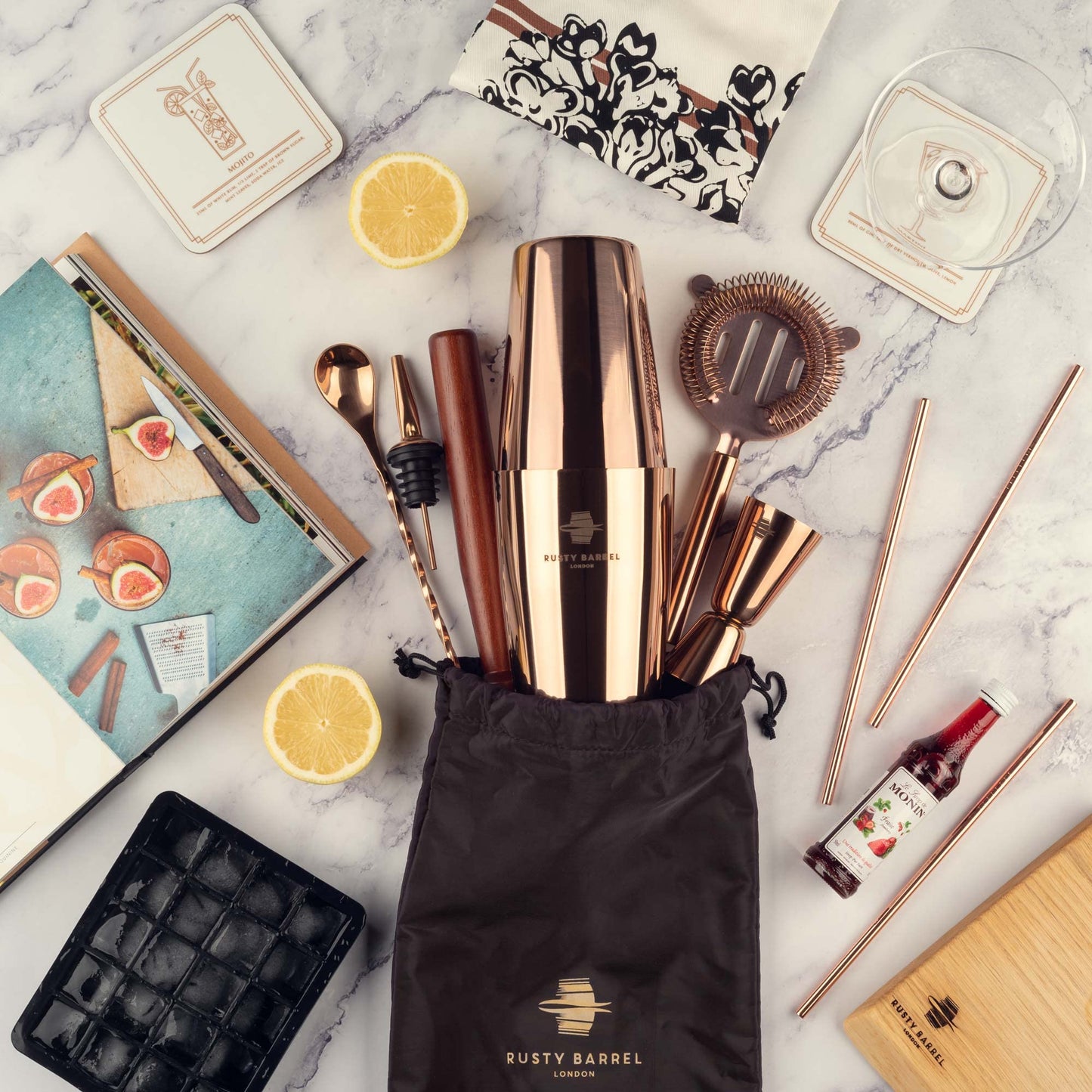 - Rusty Barrel Belgravia Cocktail Making Set | Cocktail Gift Set in Copper with Stainless Steel Boston Shaker -