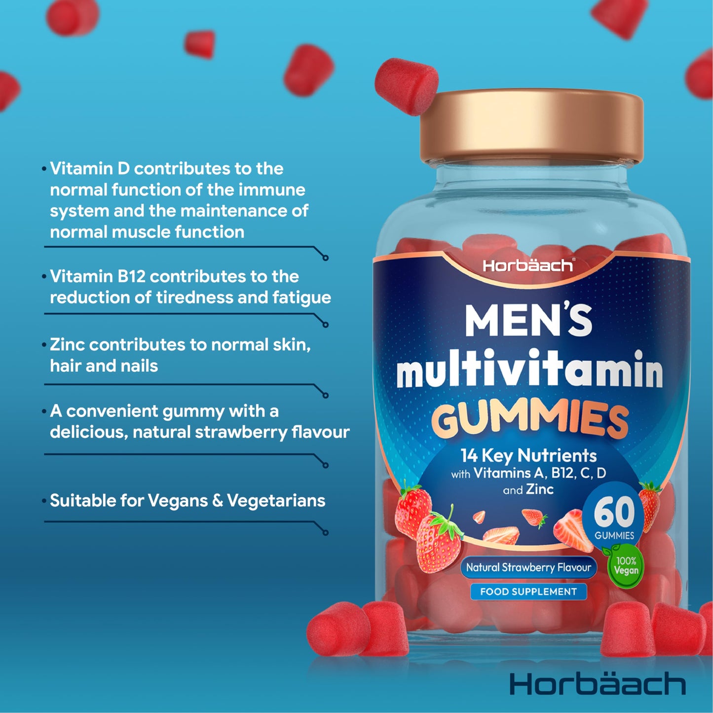 - Multivitamin Gummies for Men | 60 Count | Natural Strawberry Flavour -