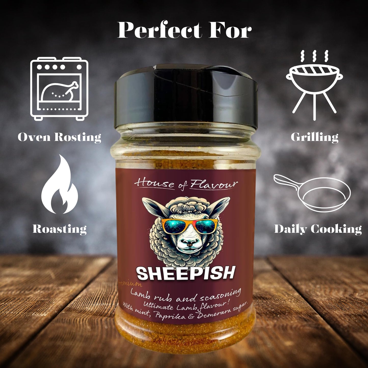 BBQ Meat Rub Seasoning For Lamb with Mint & Smoked Paprika By House of Flavour | Gluten-Free, No Preservatives | Ideal for Leg, Chops, Mince, Shoulder