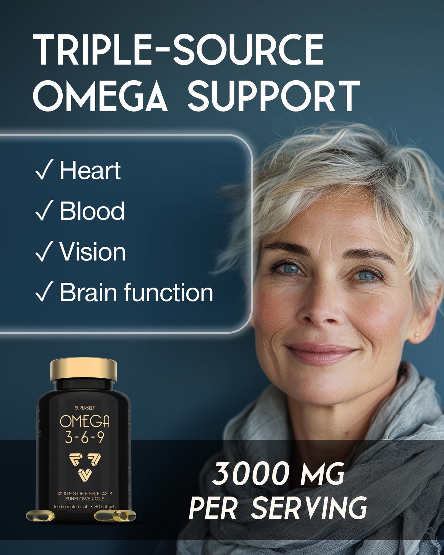 - Omega 3 6 9 Capsules | Premium Fish Oil, Flaxseed & Sunflower Oil | 90 Easy to Swallow Softgel Tablets -