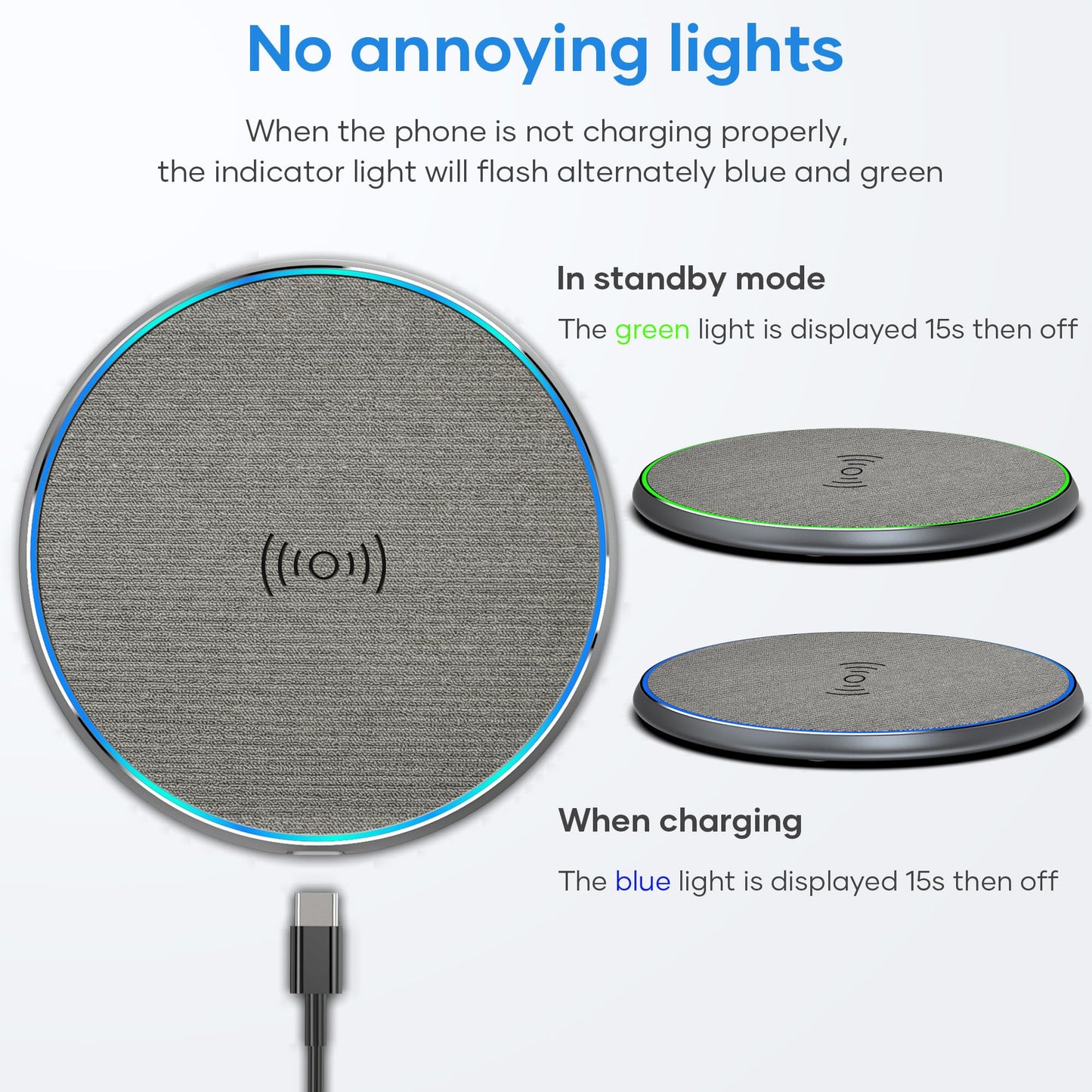 - Wireless Charger, 15W Wireless Charging Pad