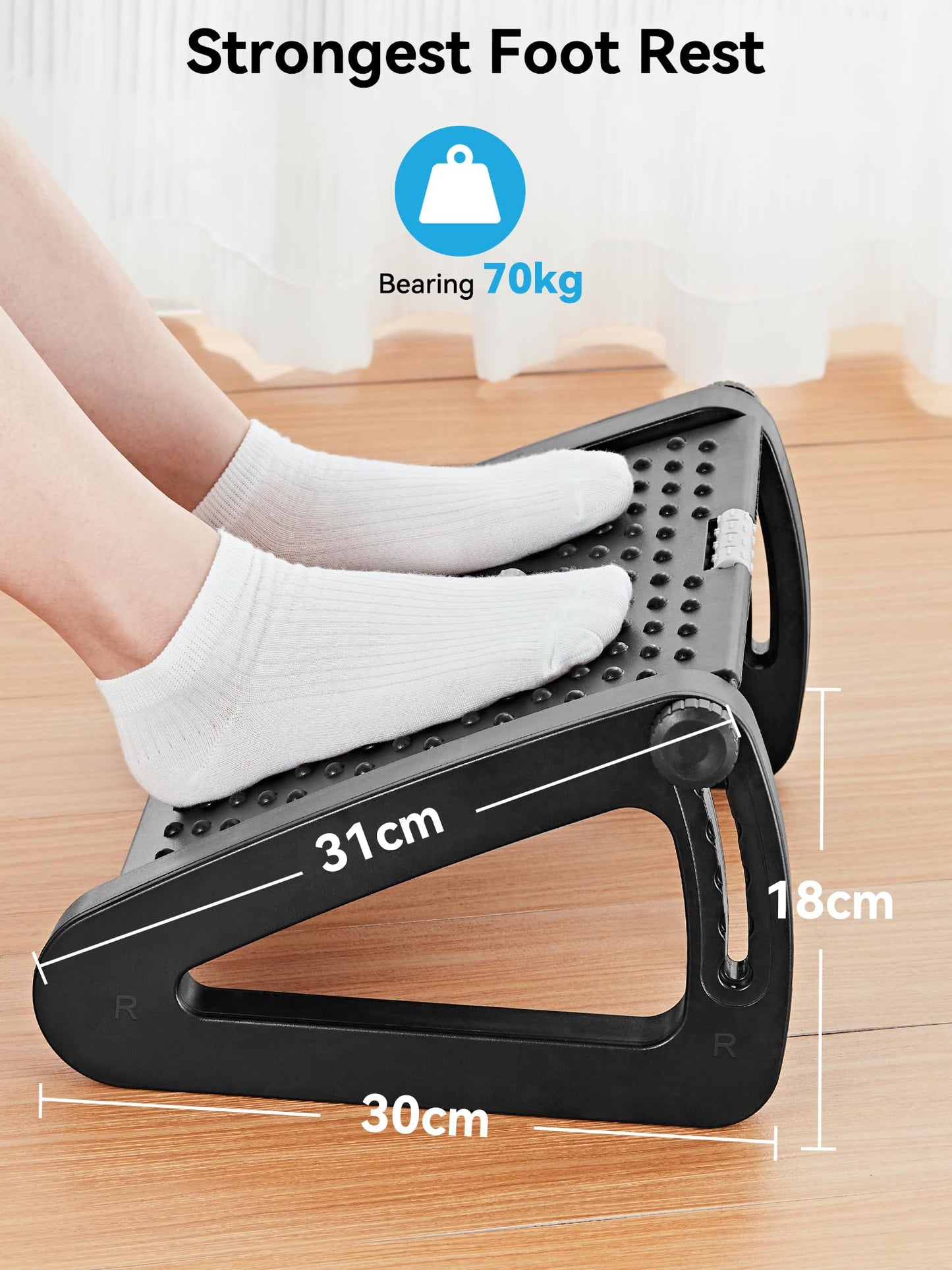 - HEETA Foot Rest Under Desk | Adjustable Height Footrest Ergonomic Foot Stool with Massager Function -