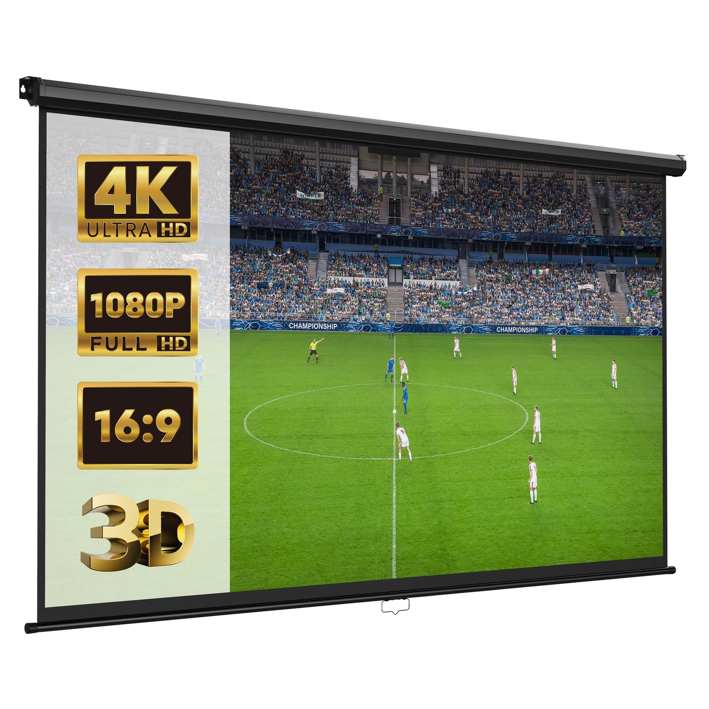 - VonHaus Pull Down Projector Screen, 90" Wall Mounted 4K HD Projection Screen