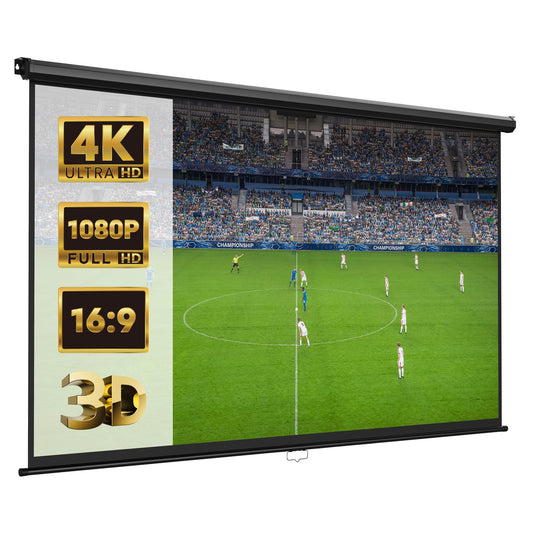 - VonHaus Pull Down Projector Screen, 90" Wall Mounted 4K HD Projection Screen