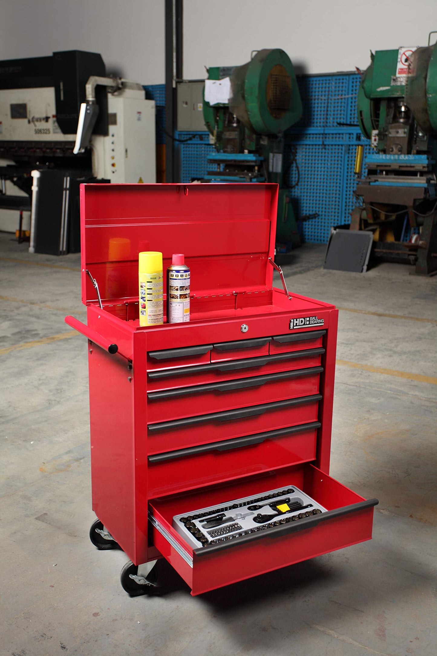 - Hilka Tools G301T8BBS Heavy Duty 8 Drawer Trolley with Lid Storage Bbs  | Red 33v x 67.8 x76.6 -