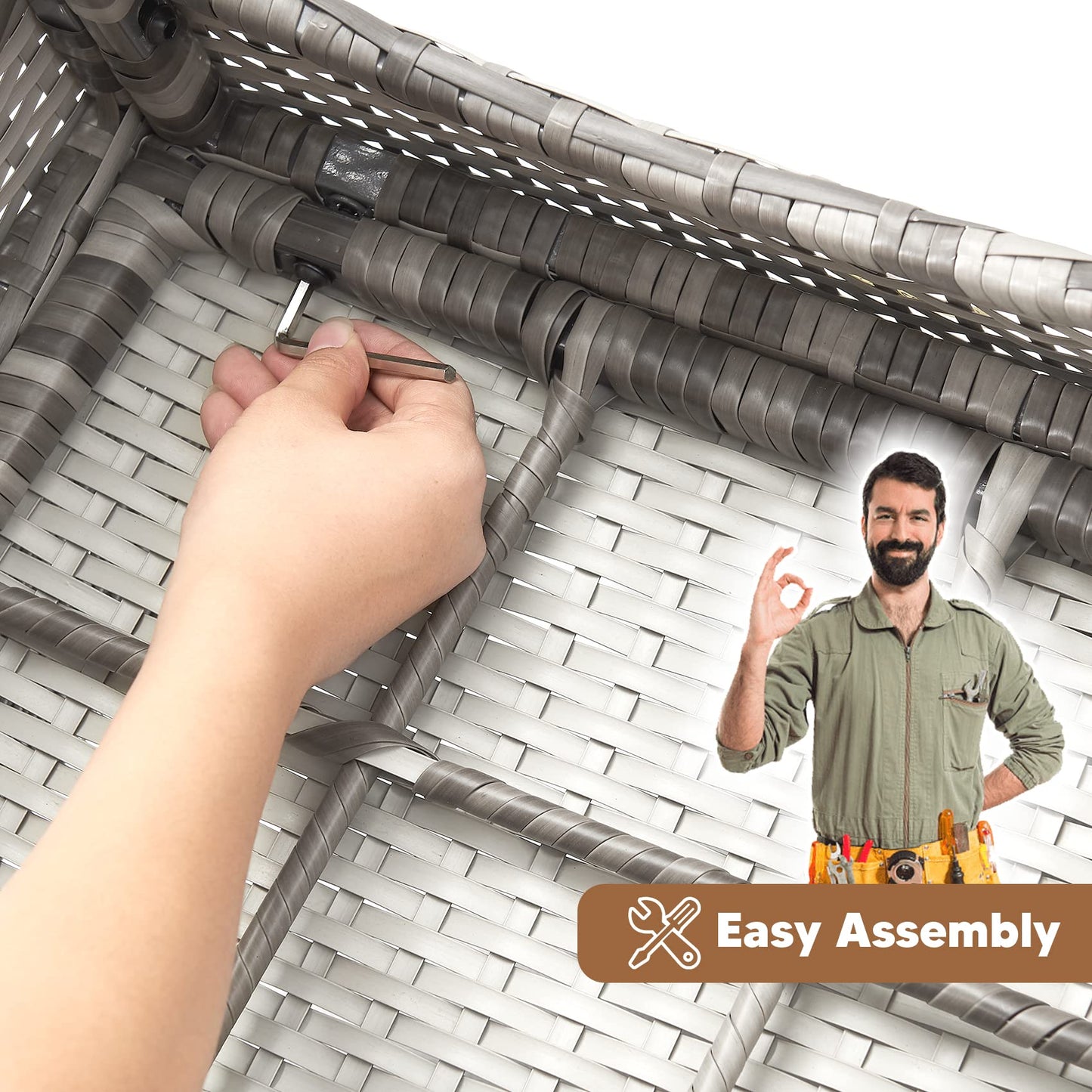 - TMEE Rattan Garden Outdoor Furniture Set Gray | 3 Pieces Patio Conversation Sets -