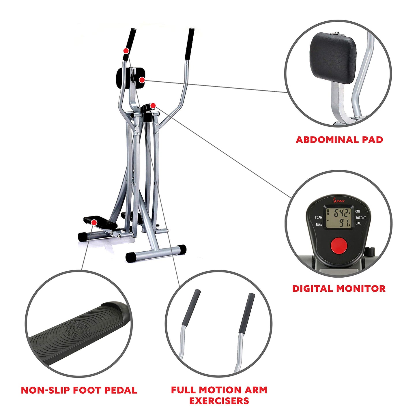 - Sunny Health & Fitness Elliptical Cross Trainer | w/ LCD Monitor -