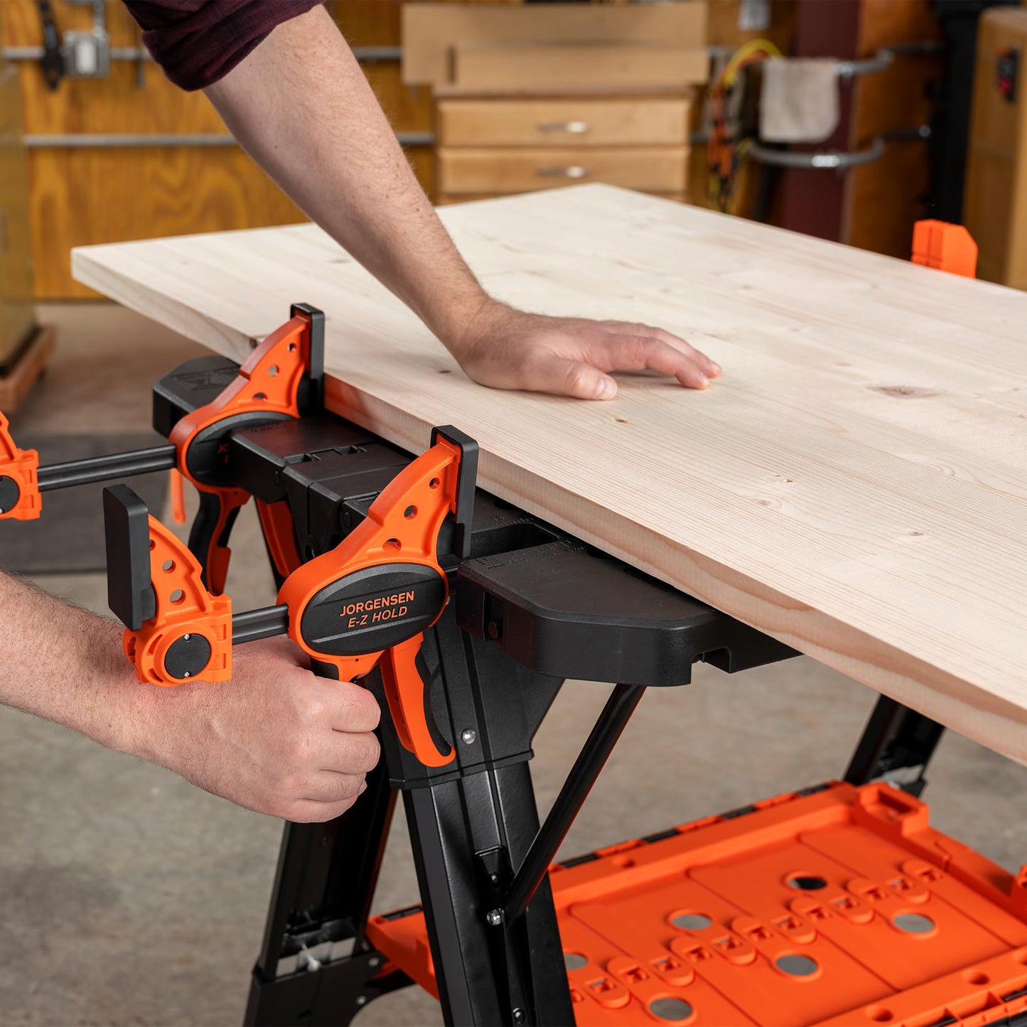 - PONY 2-in-1 Folding Workbench | Max Weight 227 kg | Comes With Tool Tray, 79 x 89 x 63.5 cm -