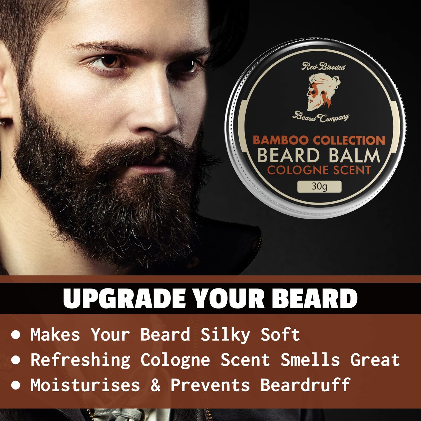 - Red-Blooded Beard Balm For Men  | Cologne Scent With Organic Jojoba Oil -