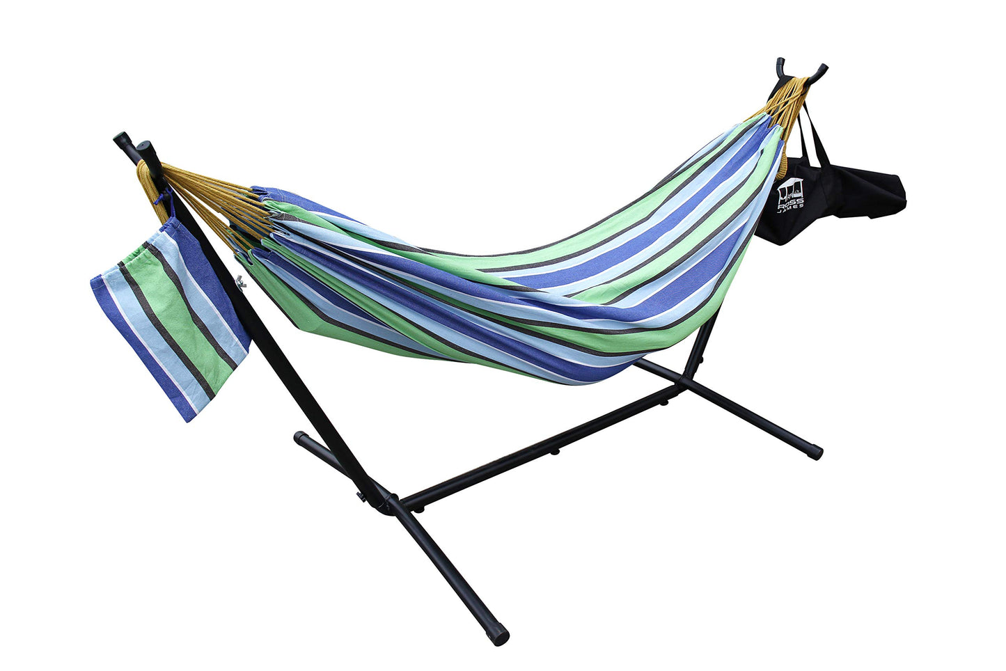- Ross James Garden Furniture | 100% Double Cotton Hammock | Heavy Duty Metal Stand -