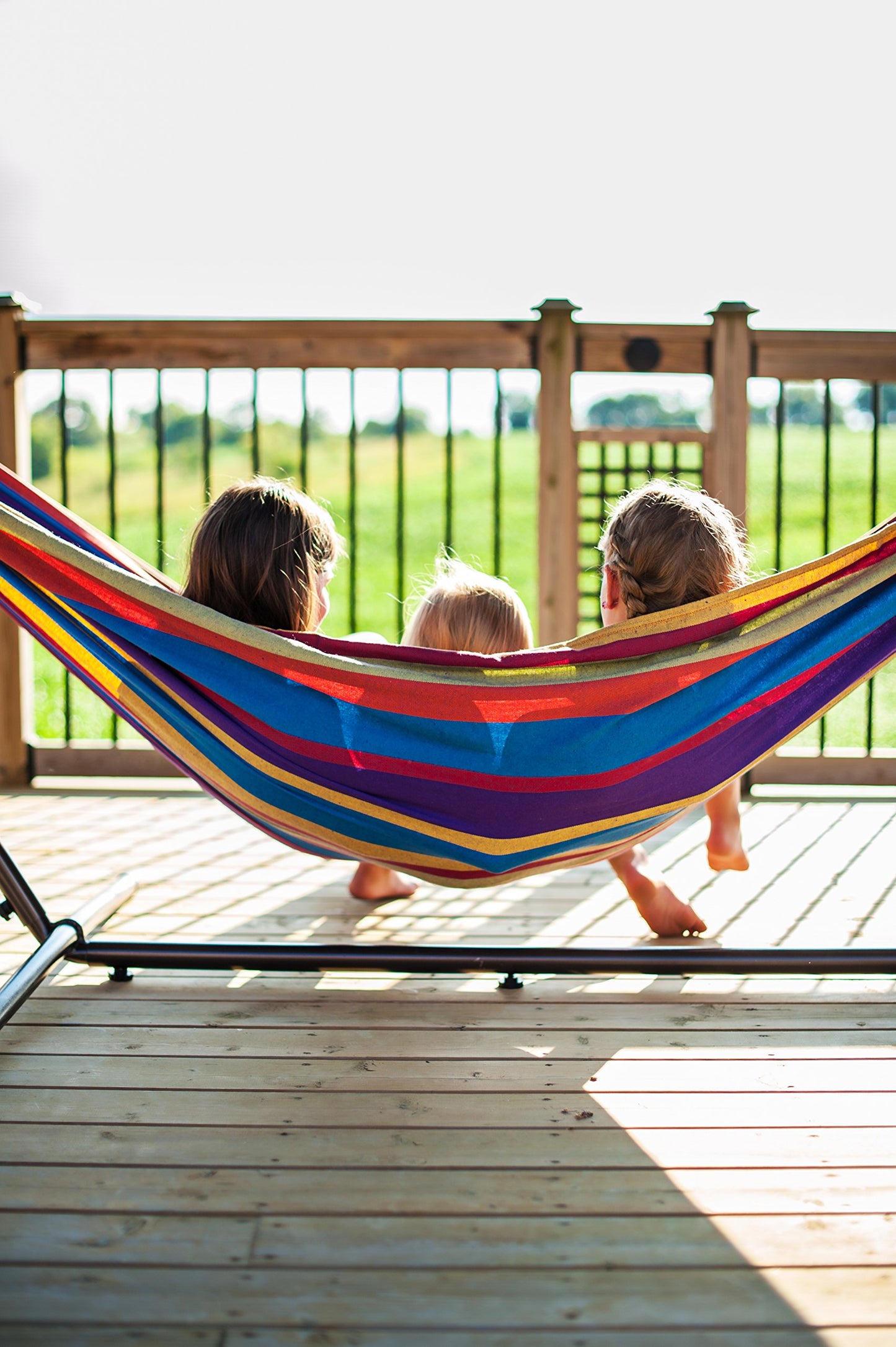 - Vivere UHSDO8-20 Double Cotton Hammock with Space-Saving Steel Stand Including Carrying Bag, Tropical -