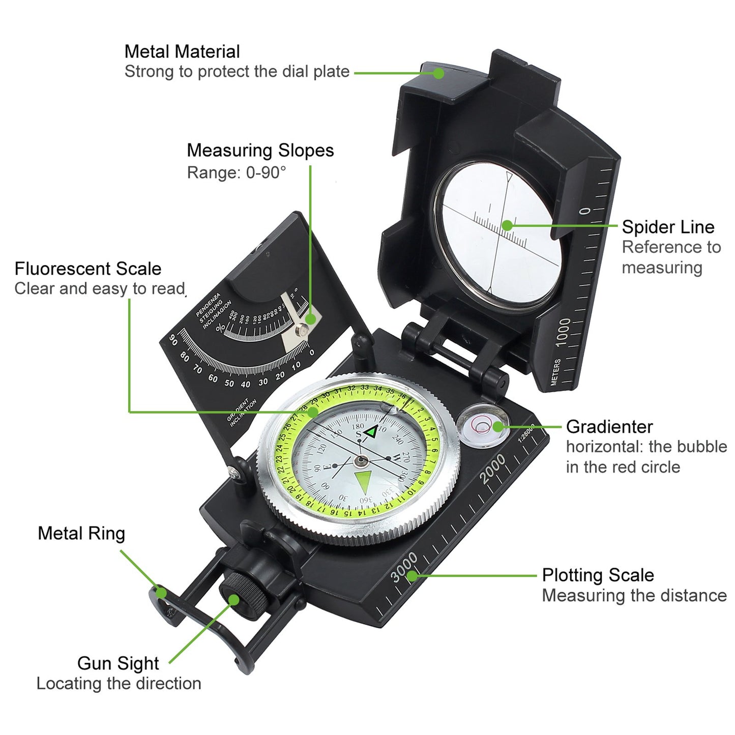- Proster Compass For Hiking | With Fluorescent Scale Waterproof Sighting -