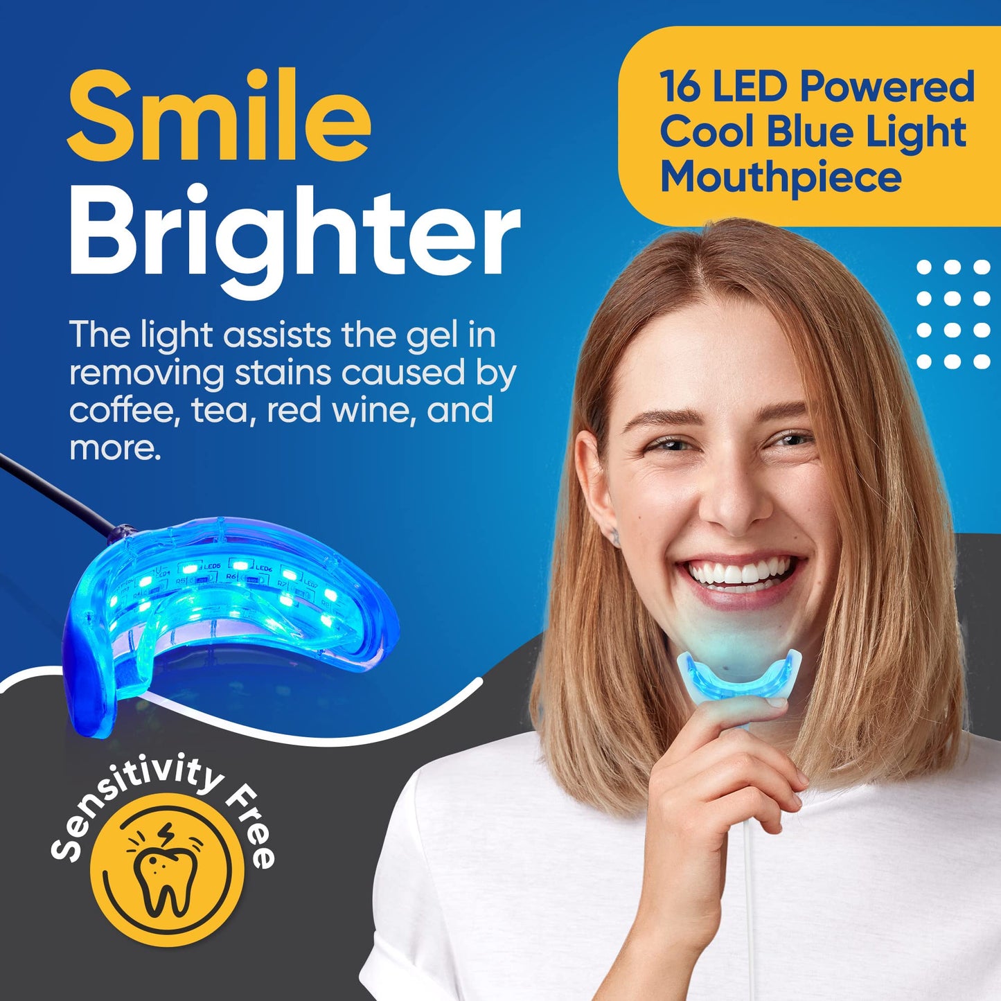 - Rebel Teeth Whitening Kit |Teeth Whitening Pen with Cool Blue LED Light -