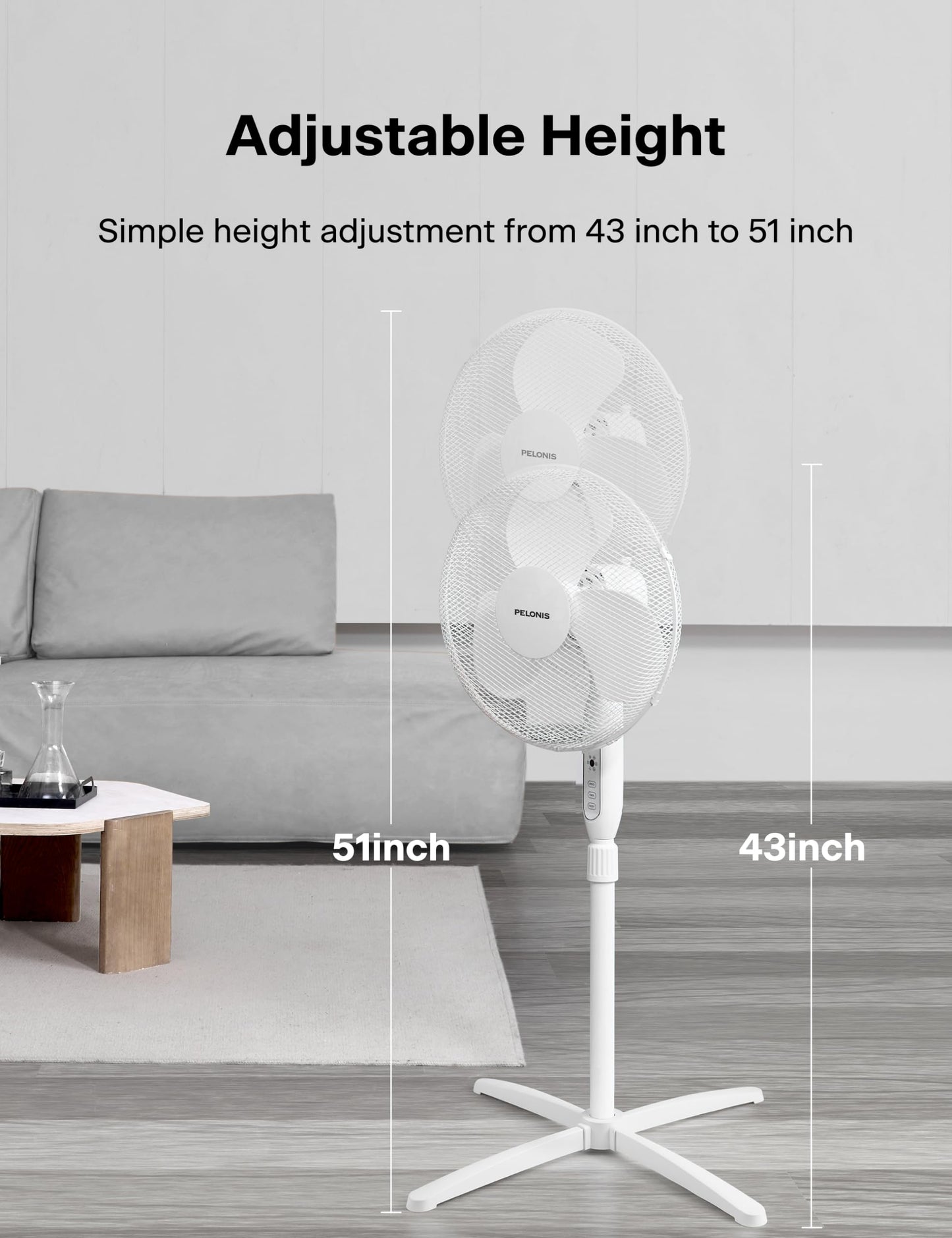 - Pelonis 16-Inch Pedestal Fan with Remote Control and LED Display | 4 Operational Modes -