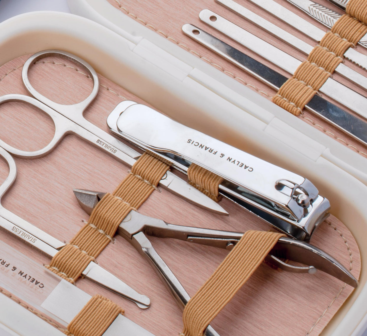 CAELYN & FRANCIS 18Pcs Manicure Set Stainless Steel Nail Clippers and Pedicure Kit, professional tools ideal Nail Care Kit gift for Men Women Friends and Parents (Elegant White)