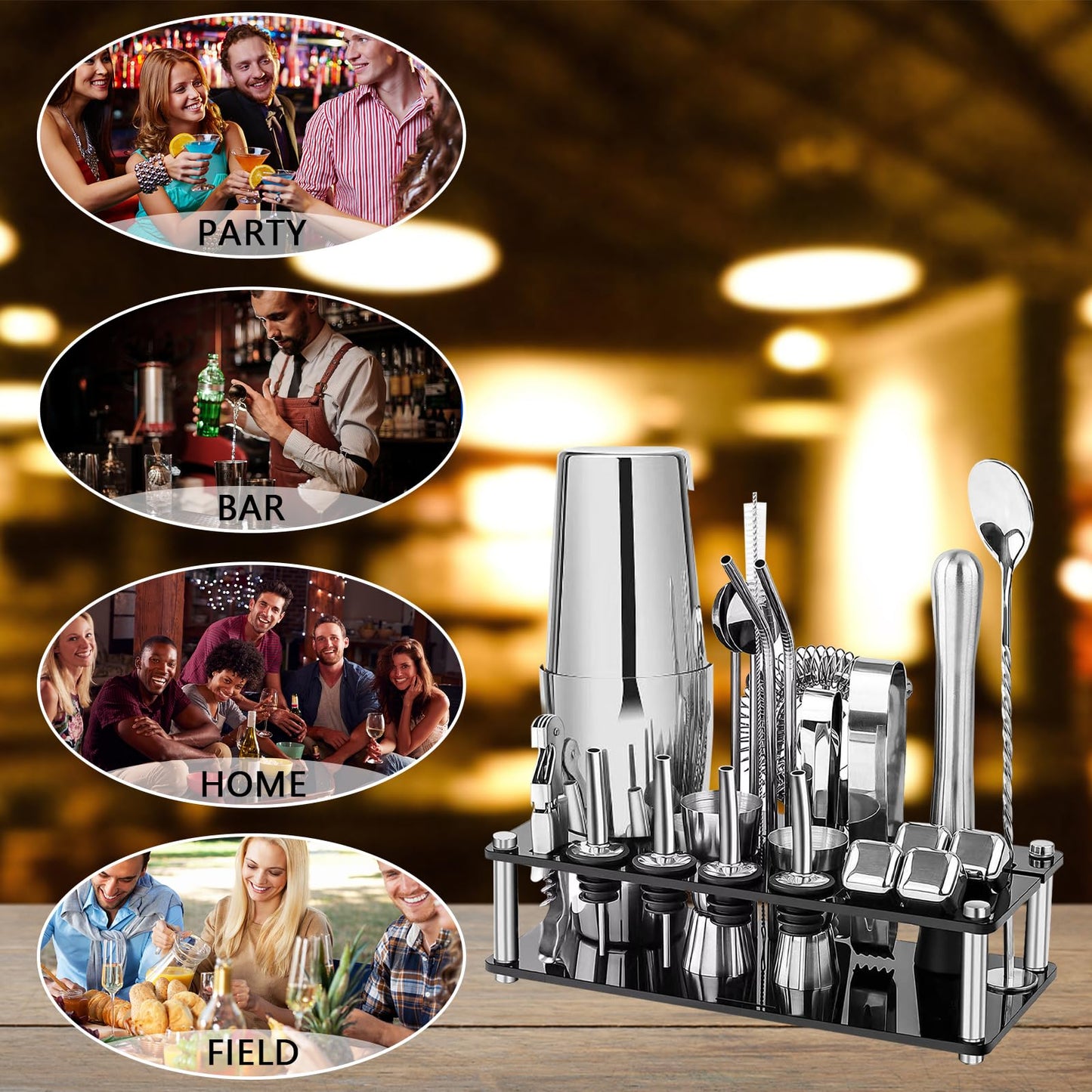 - Gabrella Cocktail Shakers Set | 23PCS Cocktail Set | Cocktail Making Kit -