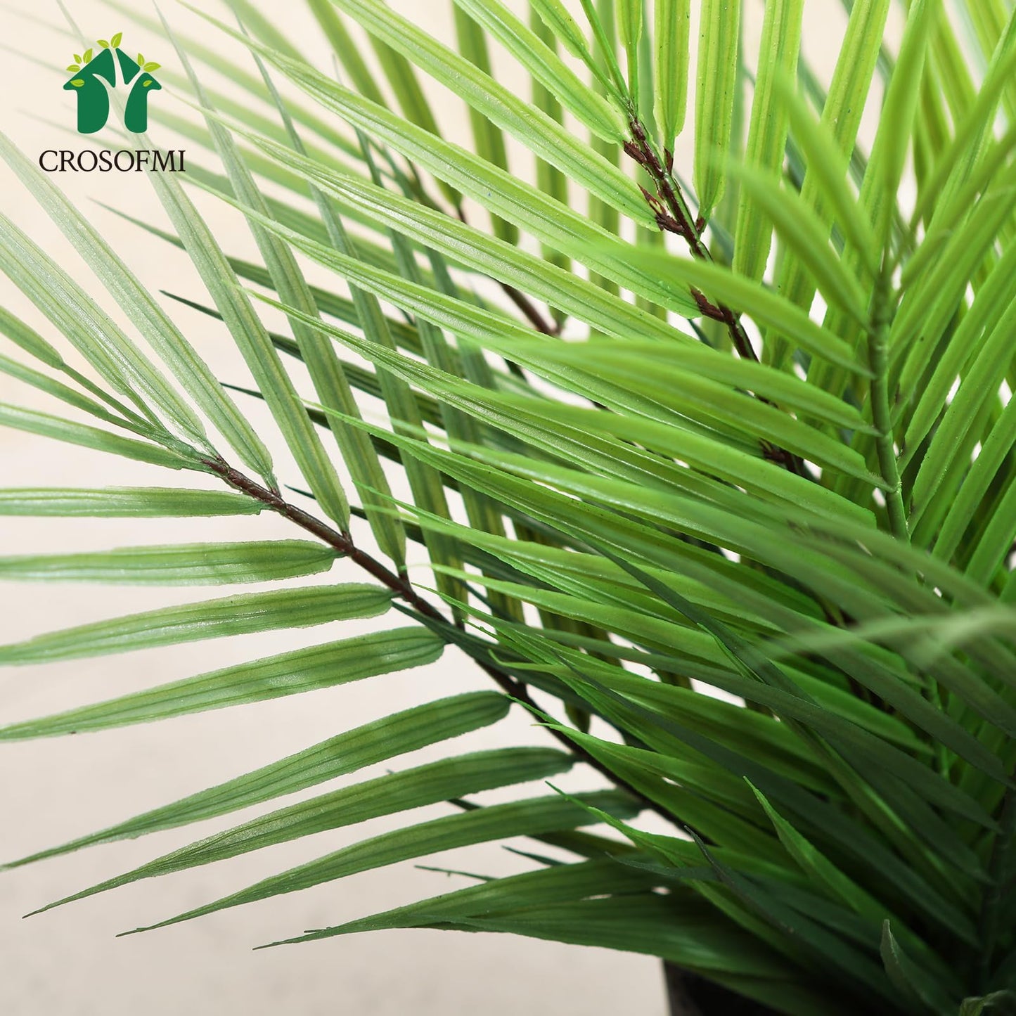 CROSOFMI Artificial Plants Areca Palm 35cm Fake Tropical Tree Faux Plants for Indoors and Outdoors Artificial Foliage and Plastic Pot for Party Office Home House Decorations (1 PACK)