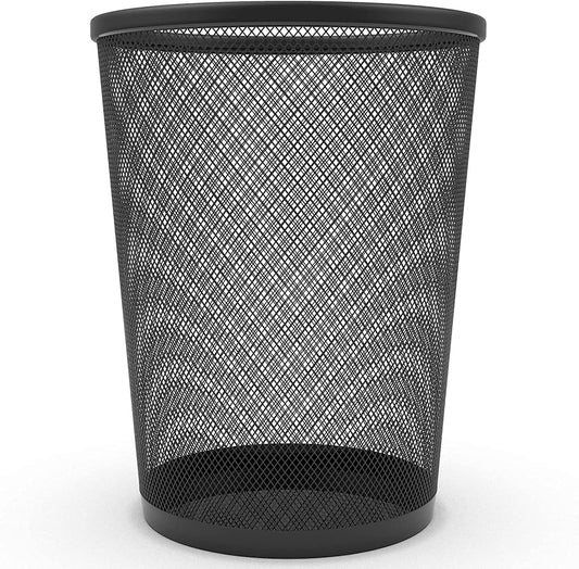 - Zuvo Mesh WasteBasket Black Metal Wire Garbage Trash Can For Office