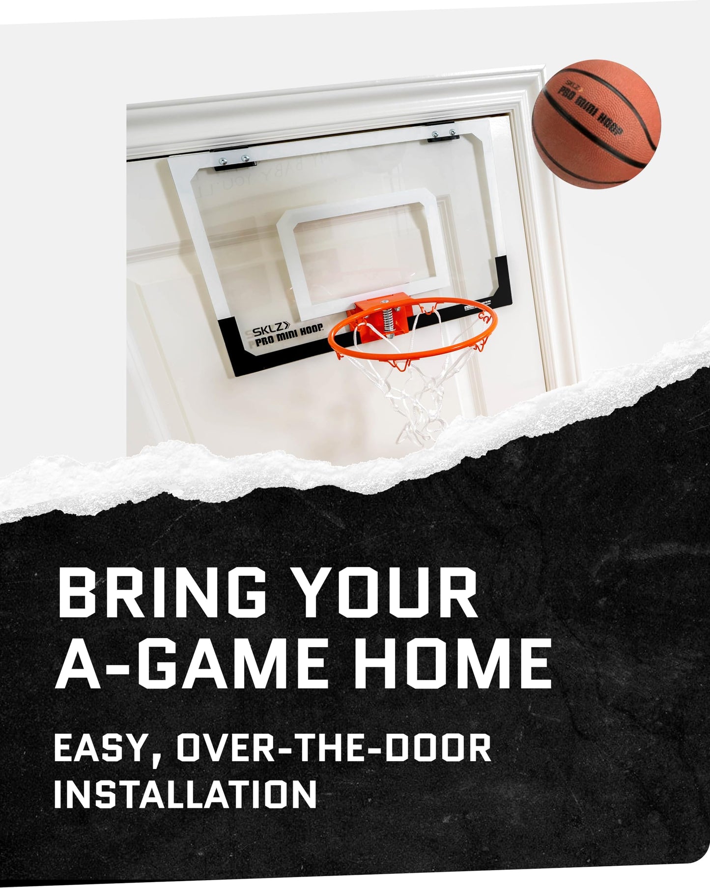 - SKLZ Pro Mini Basketball Hoop | Mini Basketball | Protective Back Padding | Door Hooks -