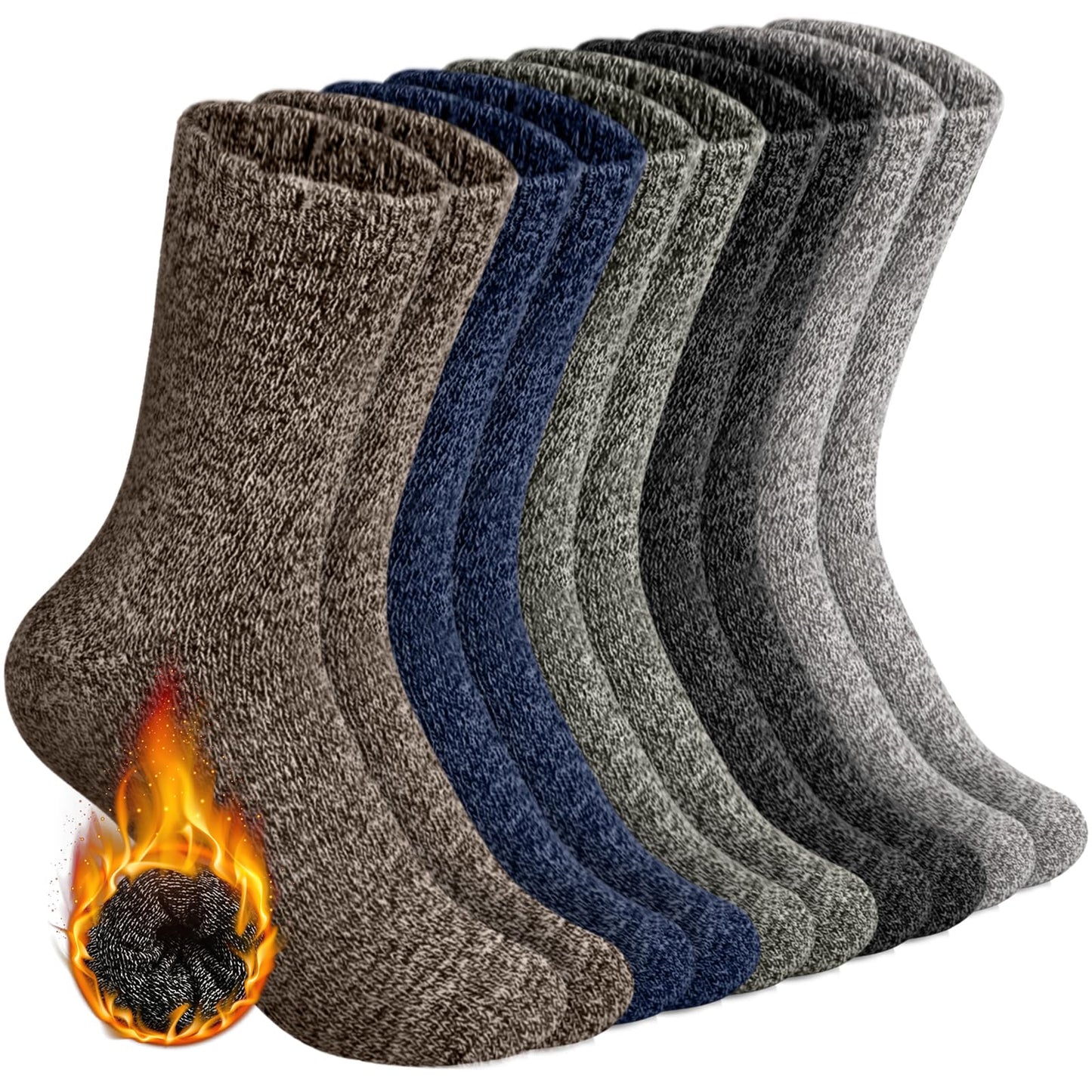 - SIHOHAN Mens Wool Socks | 5 Pairs Warm Crew Socks |Thick Boot Socks for Winter-