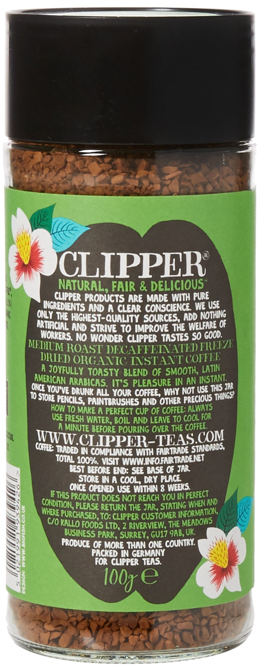 Clipper Latin American Organic Instant Decaf Coffee | 6 x 100g Jars | Bulk Buy Gourmet Decaffeinated Instant Coffee | Sustainable Fairtrade Arabica by Clipper Teas | Ethically Sourced & Eco Conscious