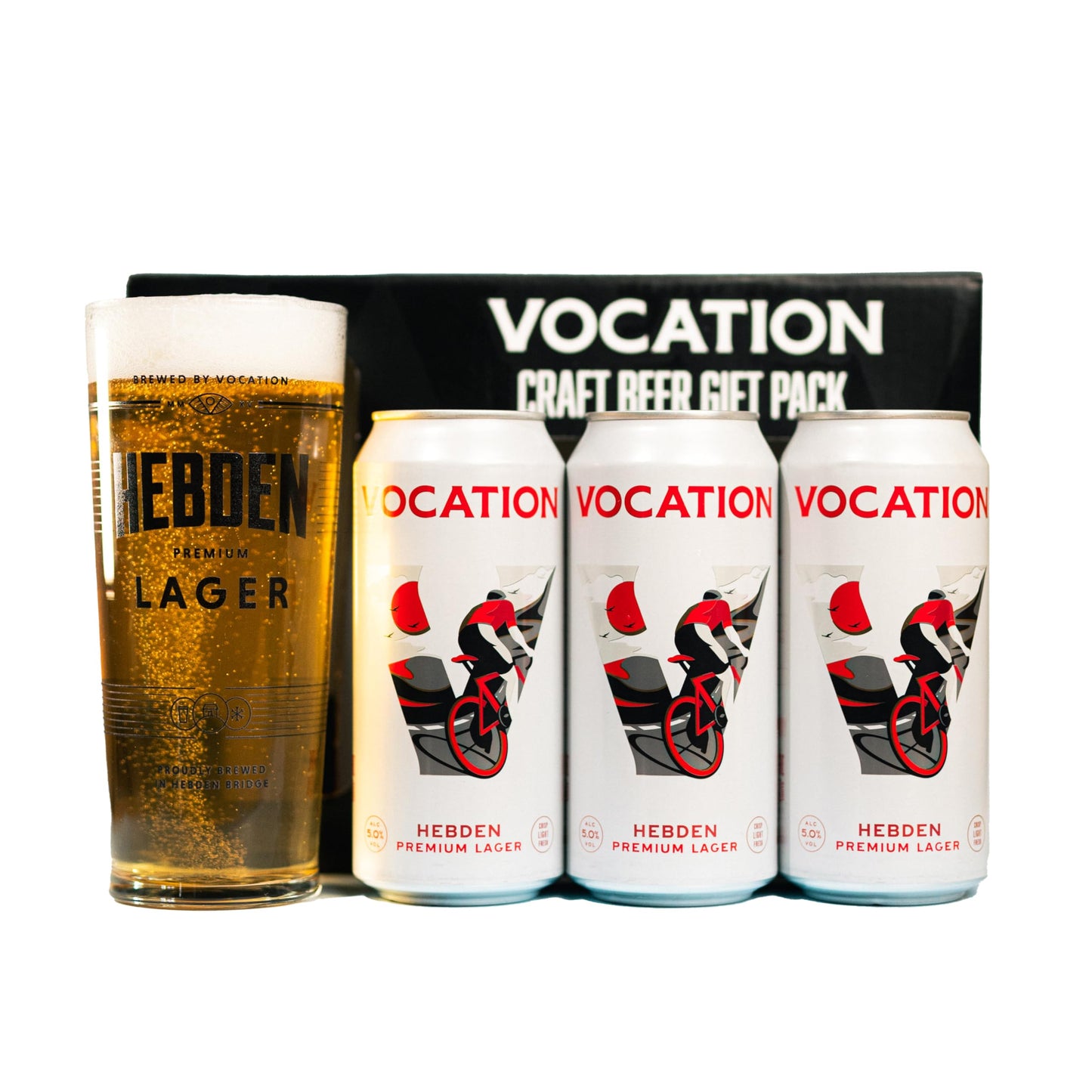 - Vocation Brewery Craft Beer Gift Set | Hebden Premium Lager Gift Pack | 3 x 440ml & Branded Pint Glass -