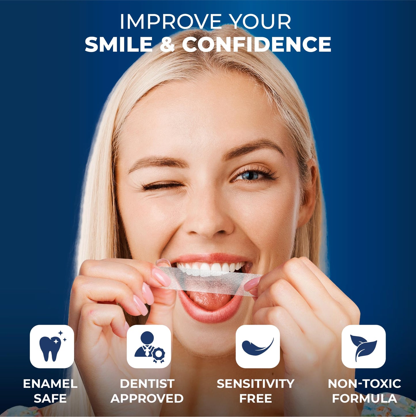 BetterWhite Professional Teeth Whitening Strips 21 Treatments - Enamel Safe - Non-Sensitive Formula - 42 Peroxide-Free Whitening Strips - Dentist Formulated Teeth Whitening Kit + Mouth Opener Included