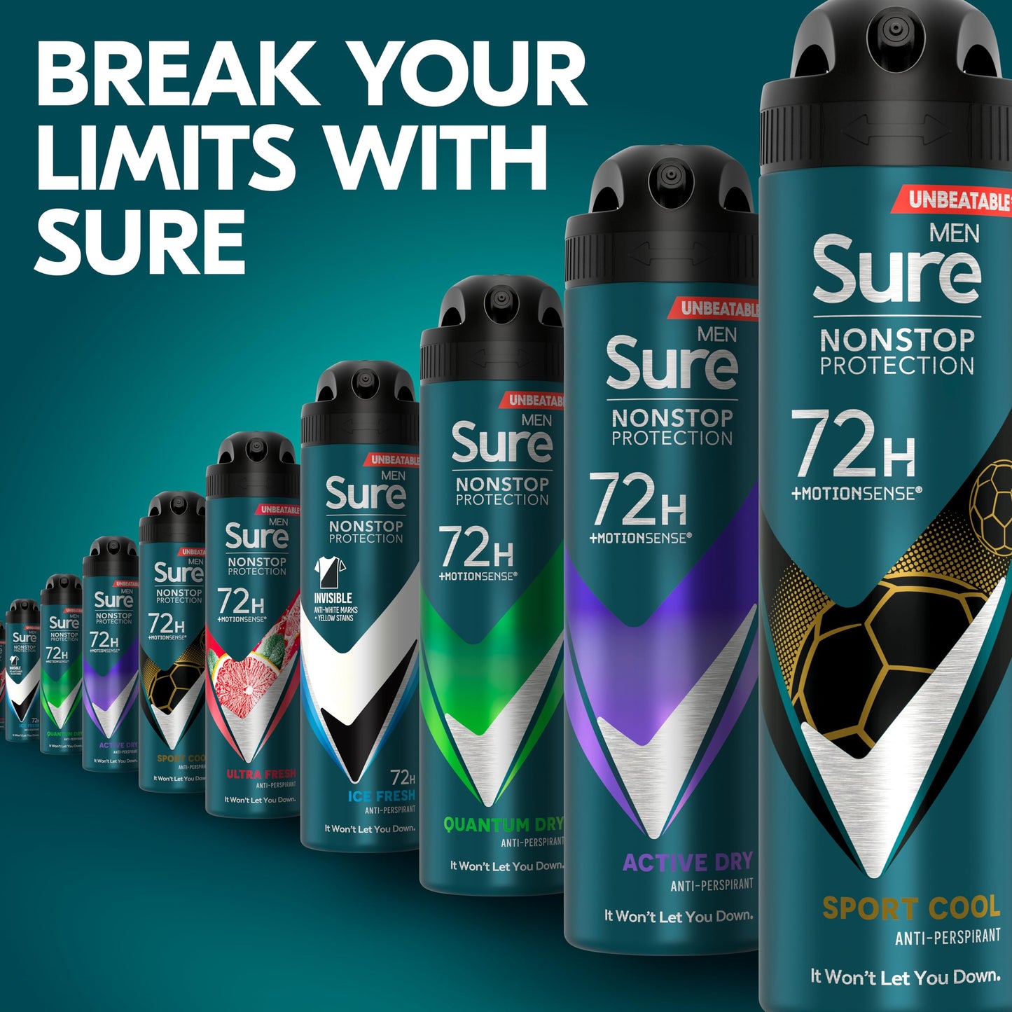 - Sure Men | Sport Cool Nonstop Protection Anti-perspirant - Deodorant | 150 ml -