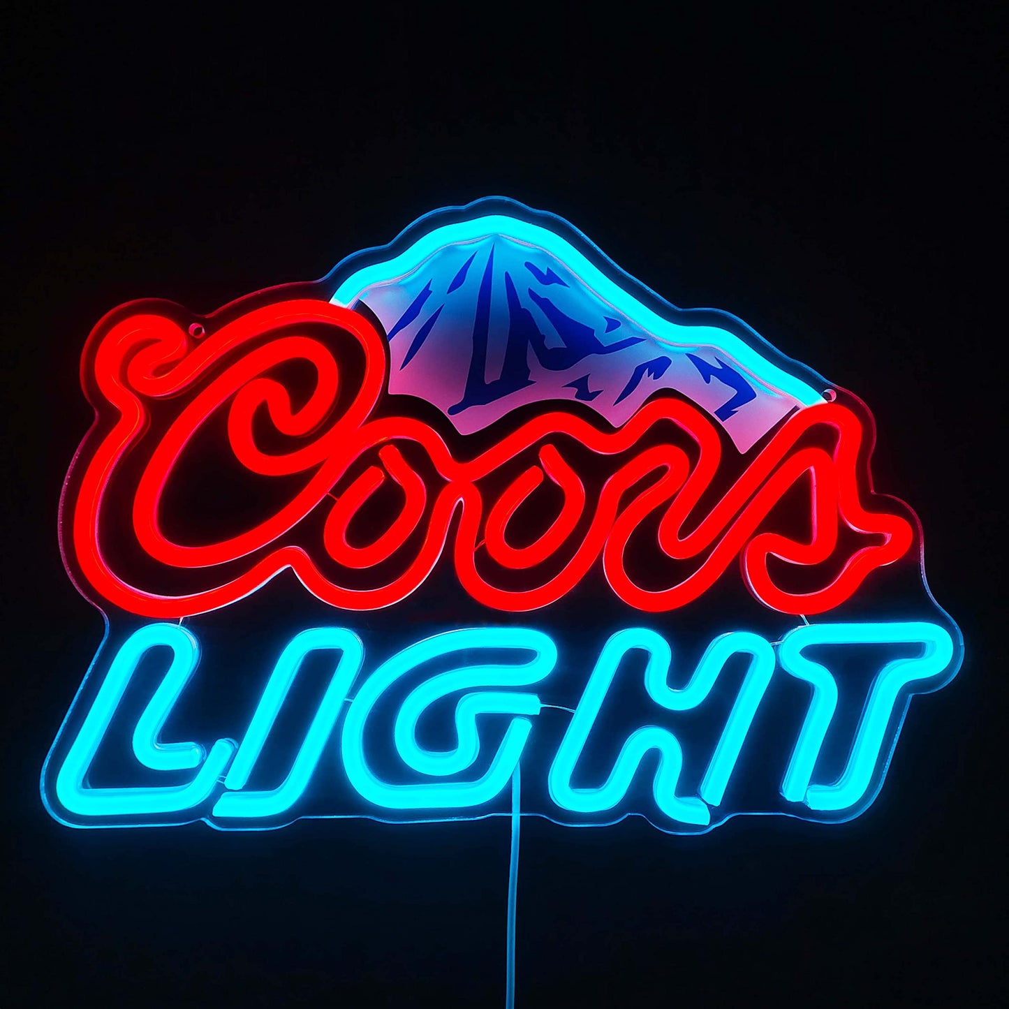Beer Neon Sign LED Neon Beer Bar Signs for Man Cave Decor Beer Logo Sign with Mountain Pattern Printing Chill Mountain Home Bar Sign (Beer Logo)