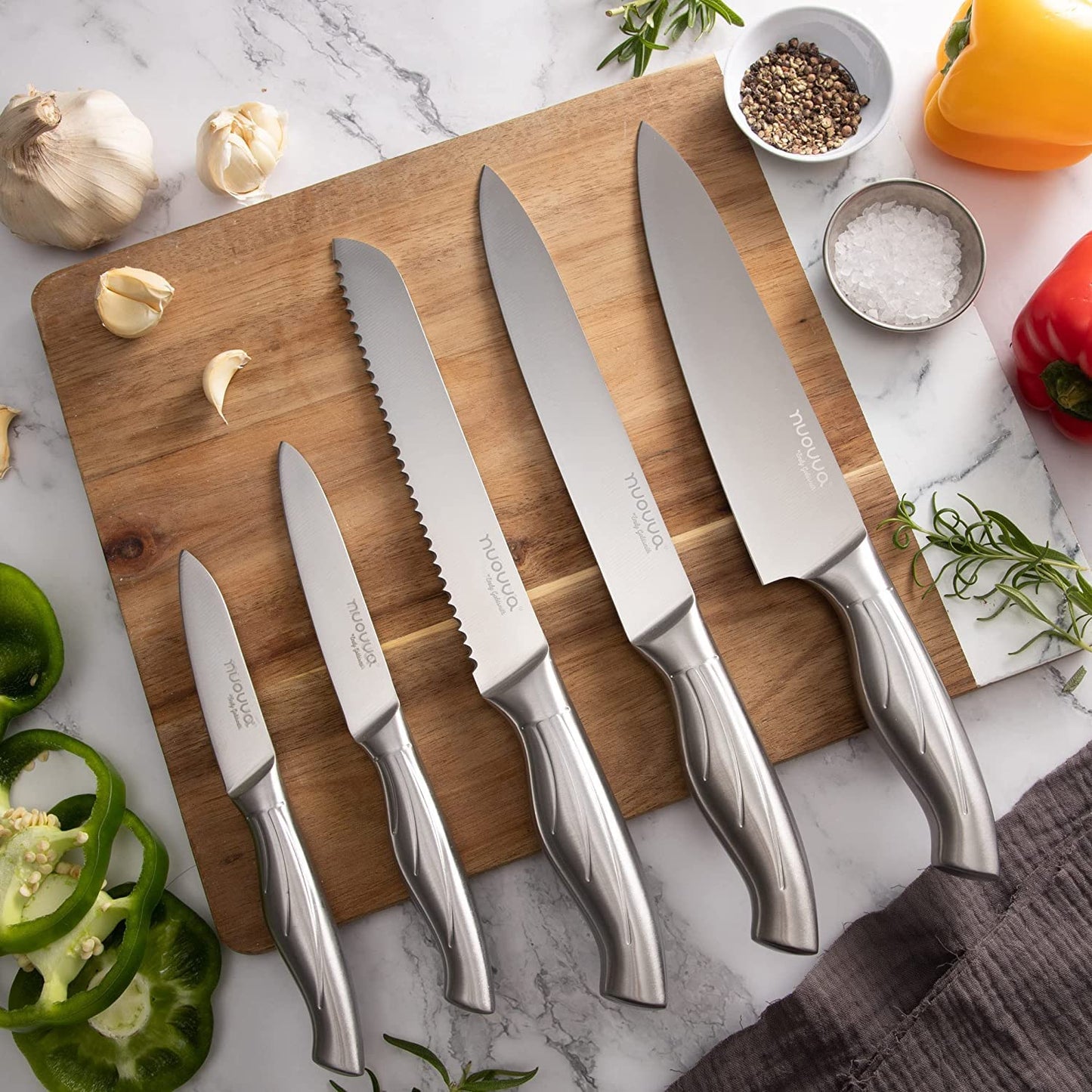 - Nuovva Sharp Kitchen Knife Set | Professional Kitchen Knives | 5 Pieces -