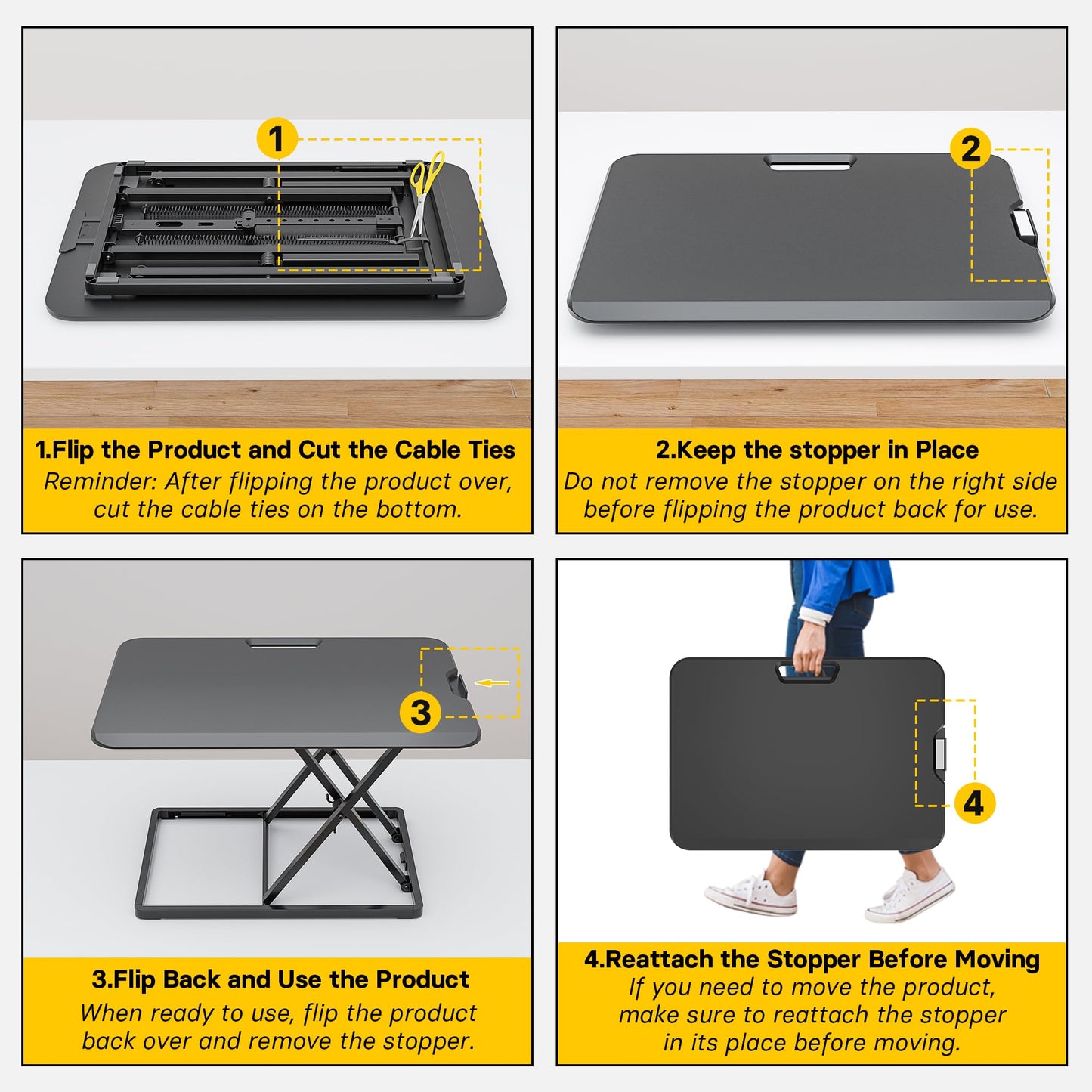 BONTEC Standing Desk Converter 67x47cm, Height Adjustable Sit Stand desk Converter Workstation, Ergonomic X-Frame Desk Riser for Laptop, Monitor, Keyboard Home Office, Ultra-Slim Desk Raiser up to 8kg
