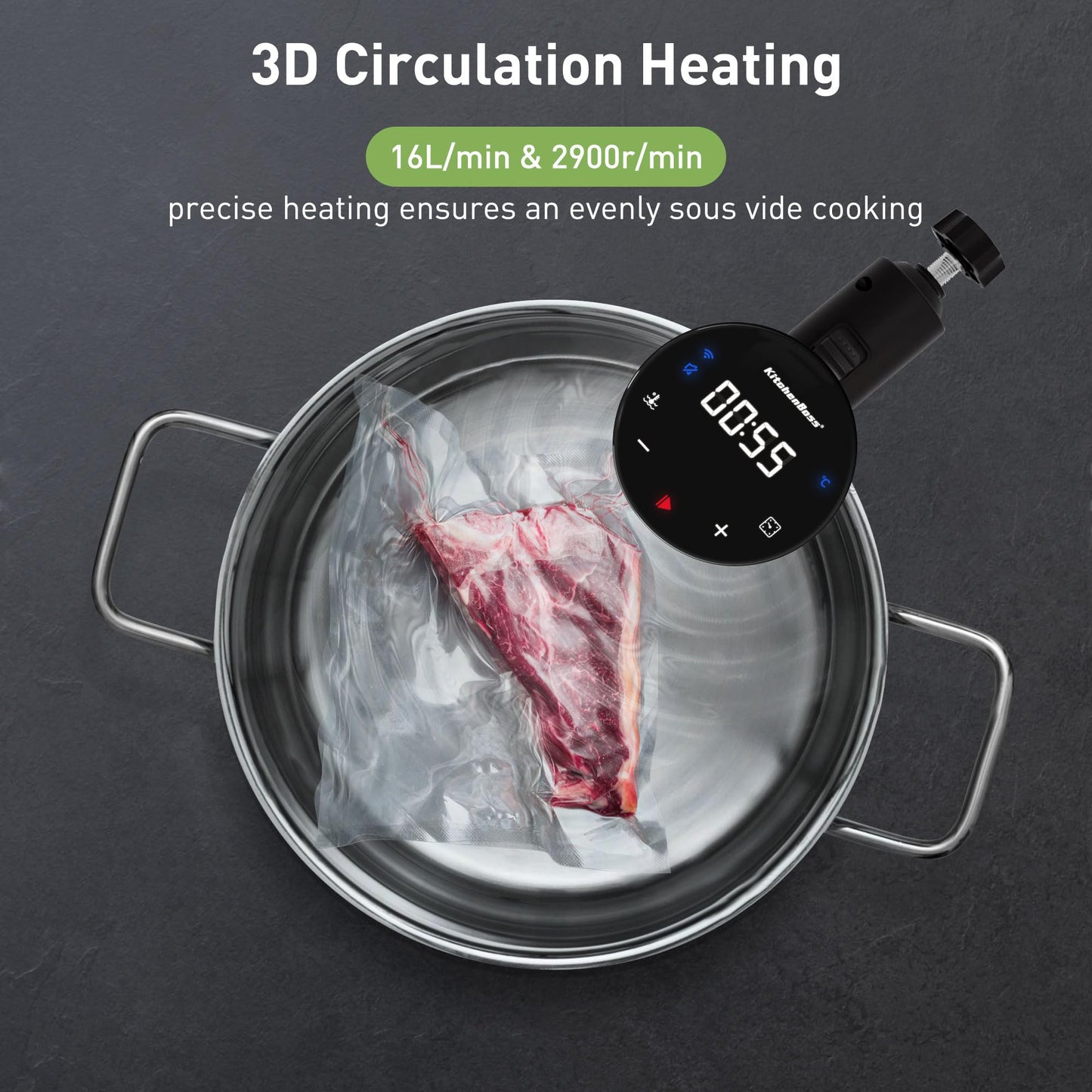- KitchenBoss WIFI Sous Vide Machine | Sous Vide Cooker | 1100W Cooking Machine -