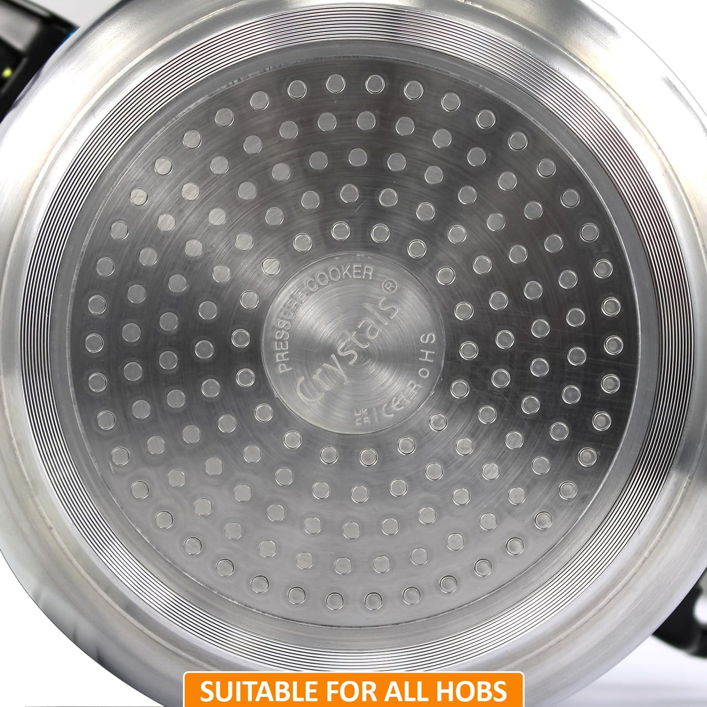 7.5 Litre Dual Handle Pressure Cooker for Kitchen & Catering, Aluminium + Stainless Steel, Suitable for all Hob Types Including Induction Hob - Silver