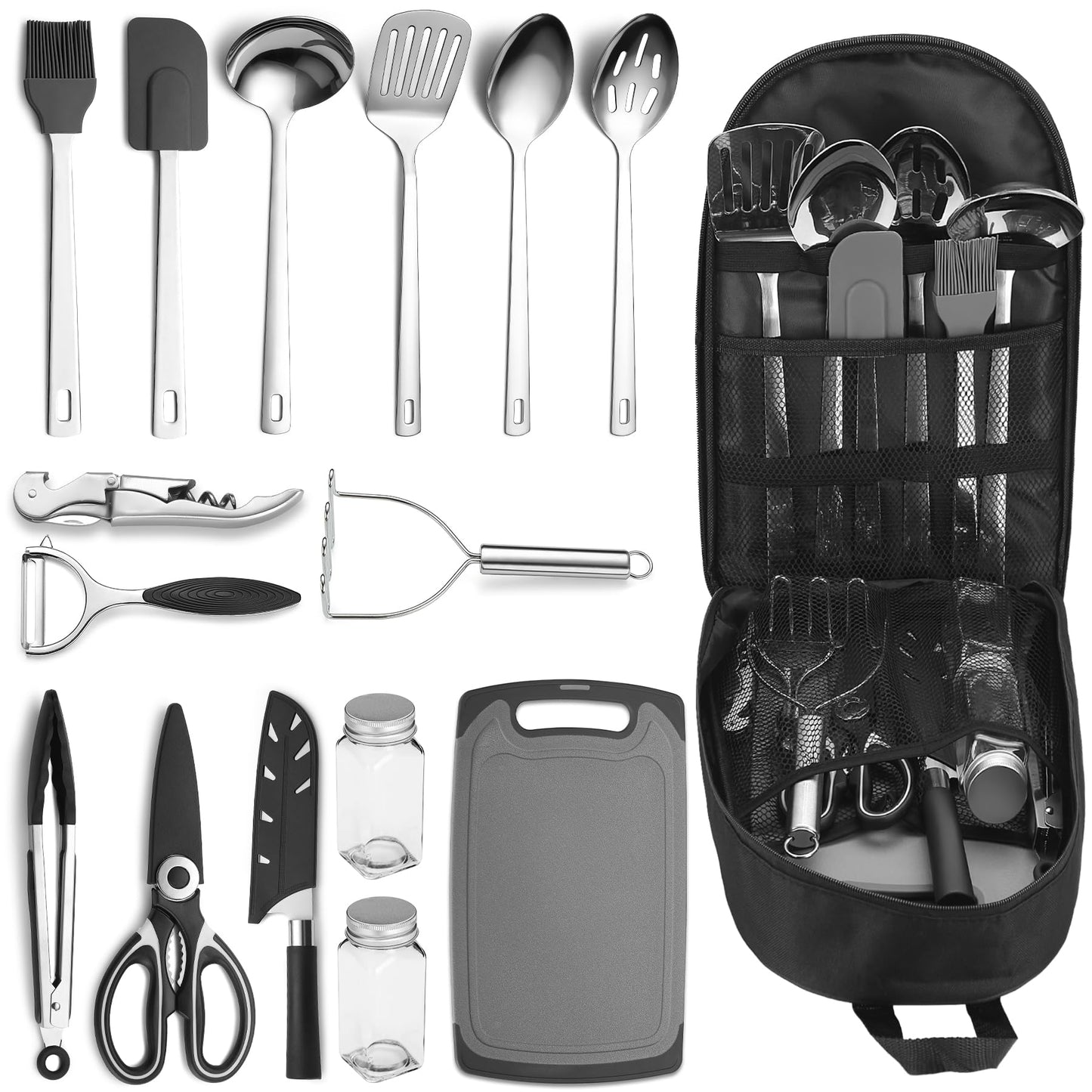- ReaNea Camping Essentials Accessories Camping Gear Must Haves | Cooking Utensils Set -
