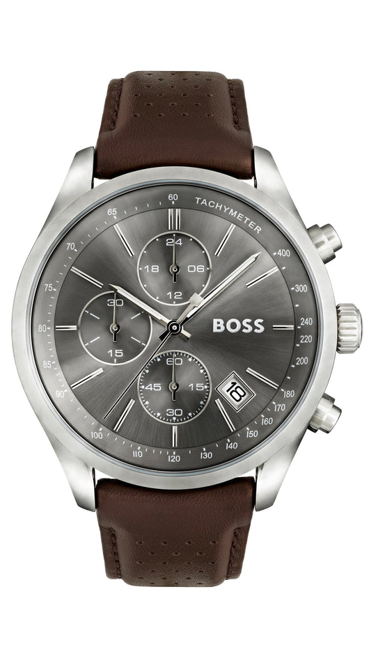 BOSS Chronograph Quartz Watch for Men with Brown Leather Strap - 1513476