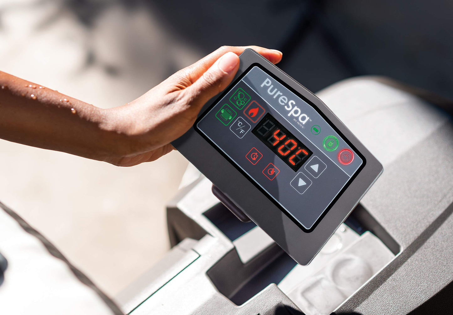 - Intex 85IN X 28IN Purespa Greywood Deluxe Set | Inflated size: 216cm x 71cm (28442BS) -