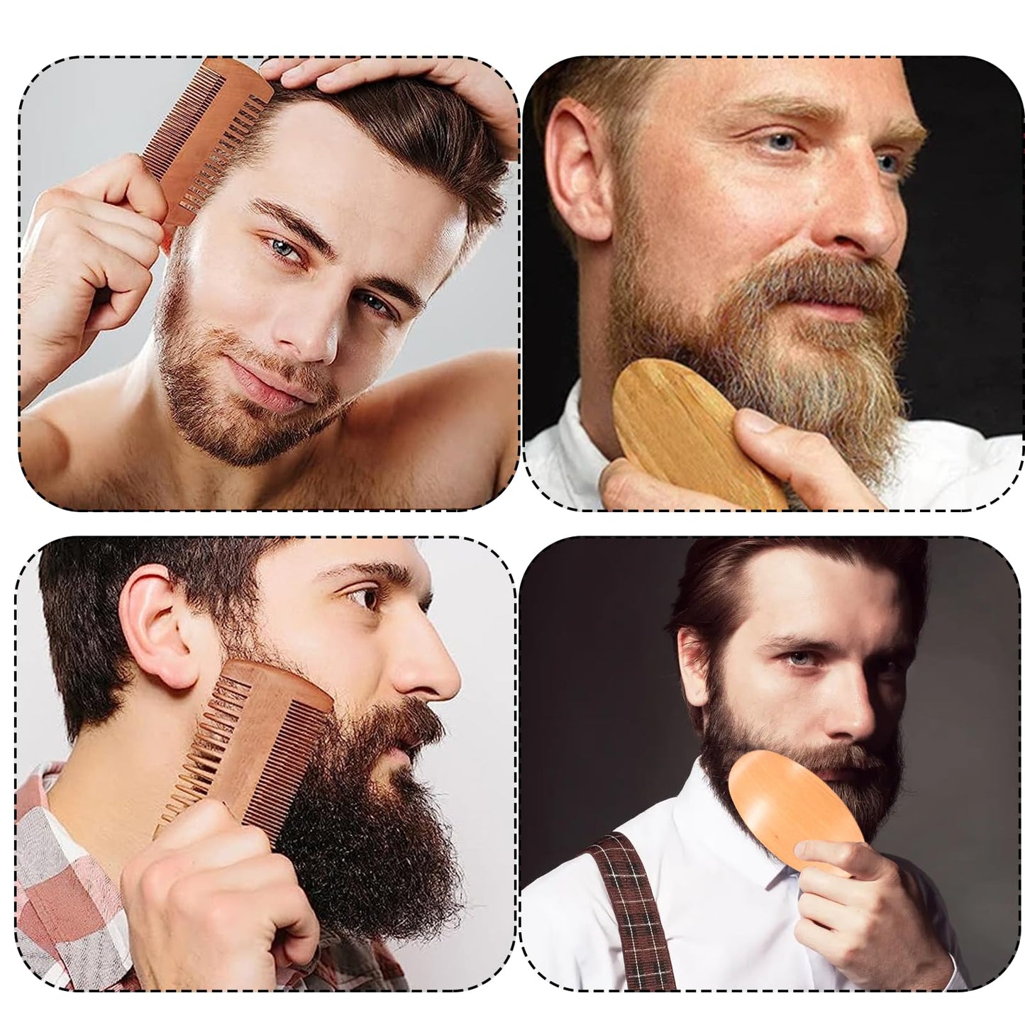 2PCS Portable Beard Brush Comb Set for Men Effectively removes Hidden Dirt Boar Bristle Beard Brush Keep Your Beard Neat for Beard Care Combing Beard Hair Removing Debris Massaging Face